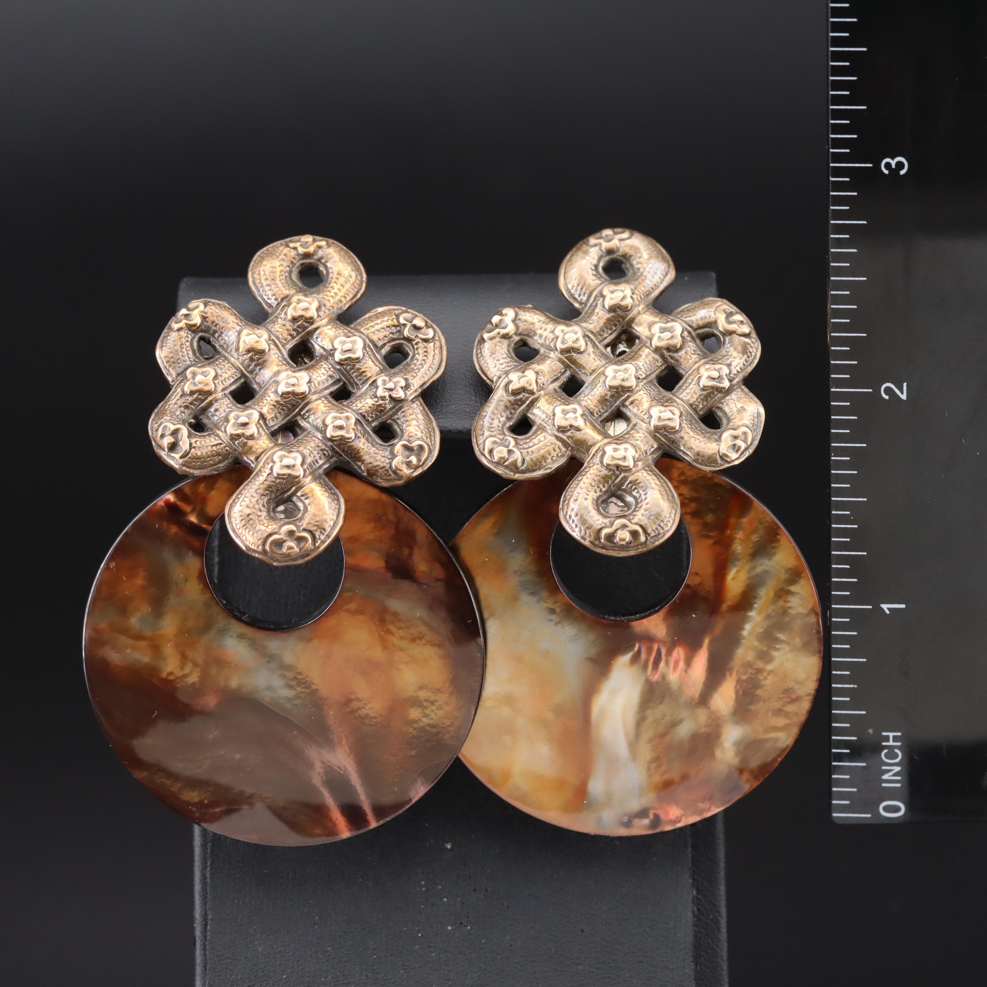 Stephen Dweck Mother-of-Pearl and Longevity Knot Door Knocker Earrings