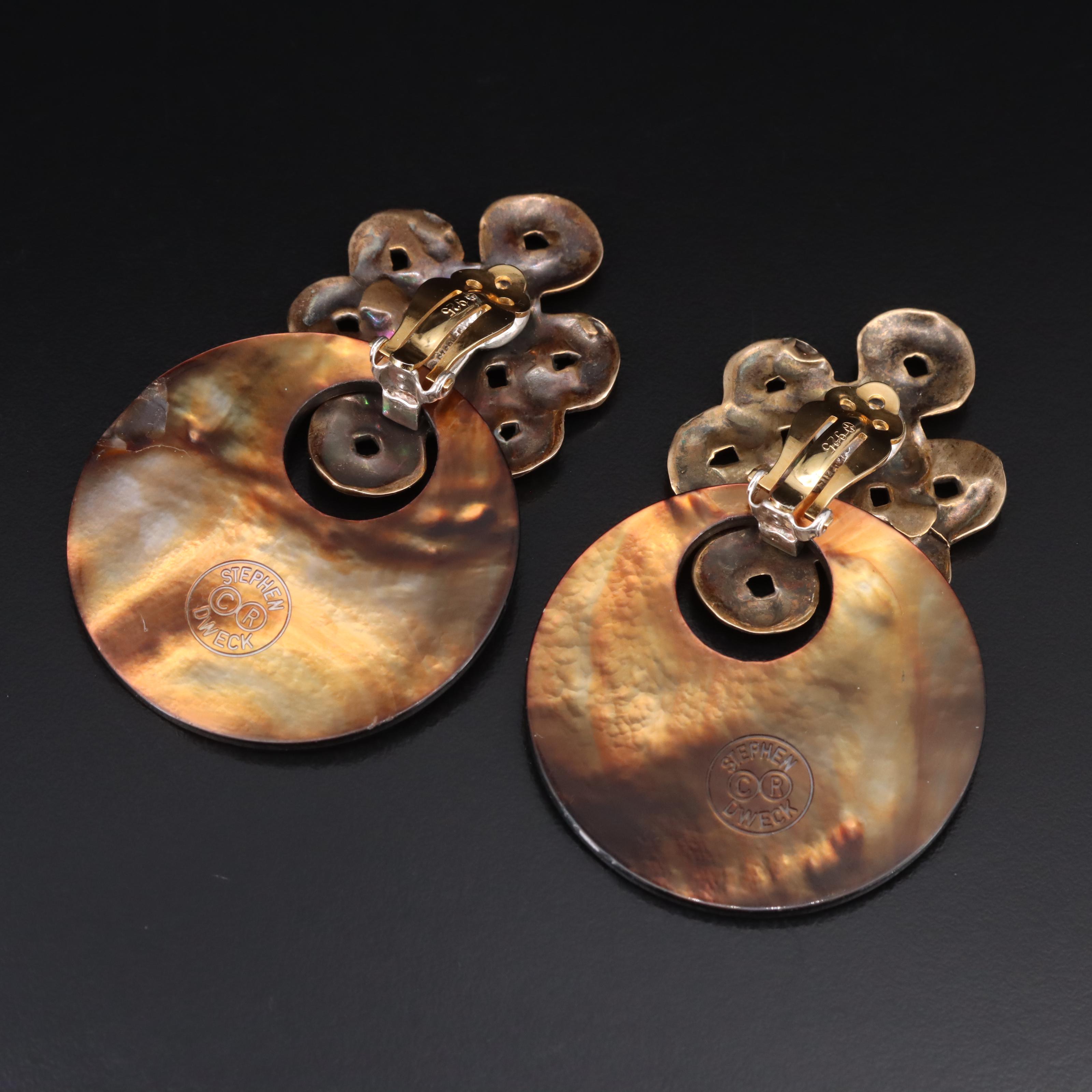 Stephen Dweck Mother-of-Pearl and Longevity Knot Door Knocker Earrings