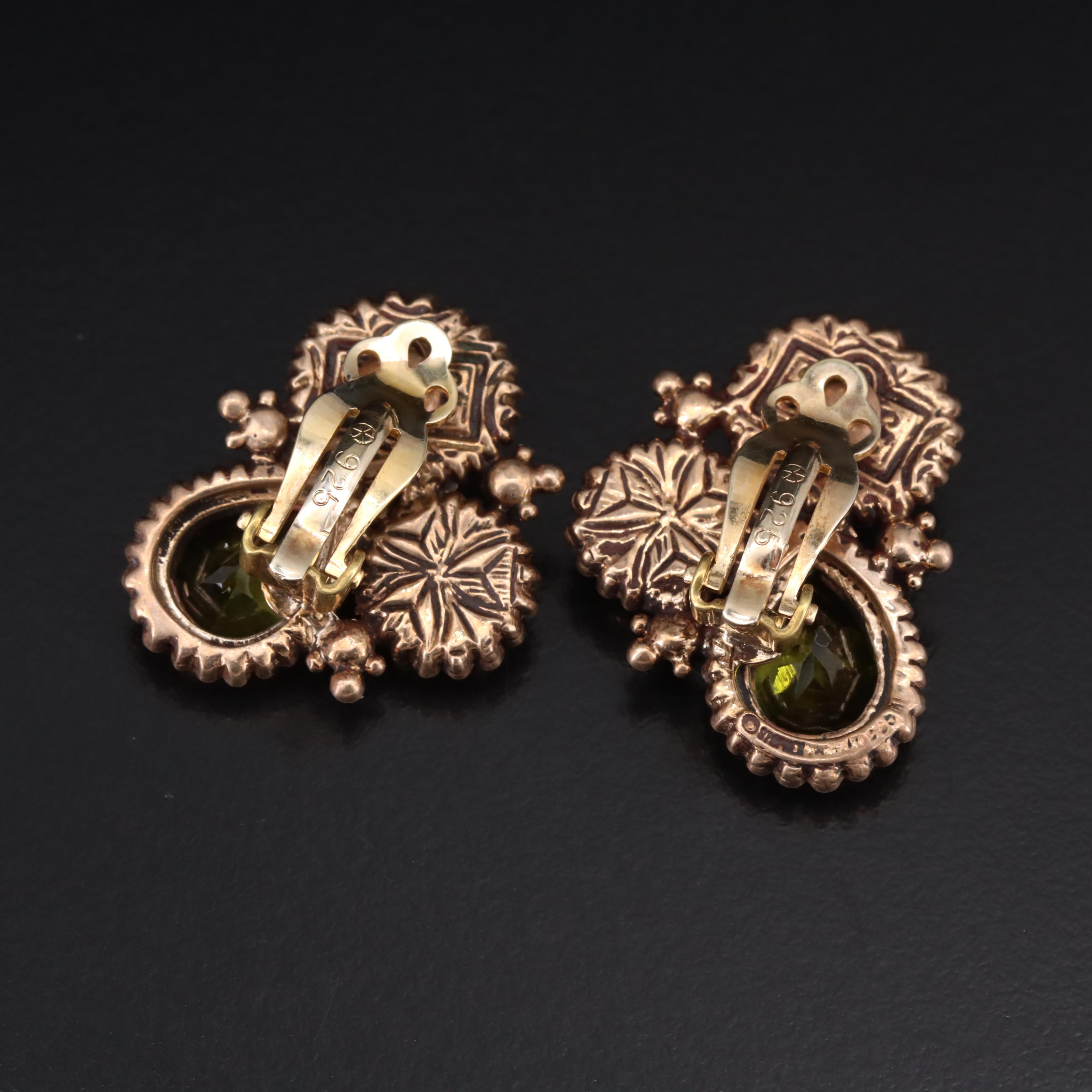 Stephen Dweck Copper Peridot, Pearl and Quartz Earrings
