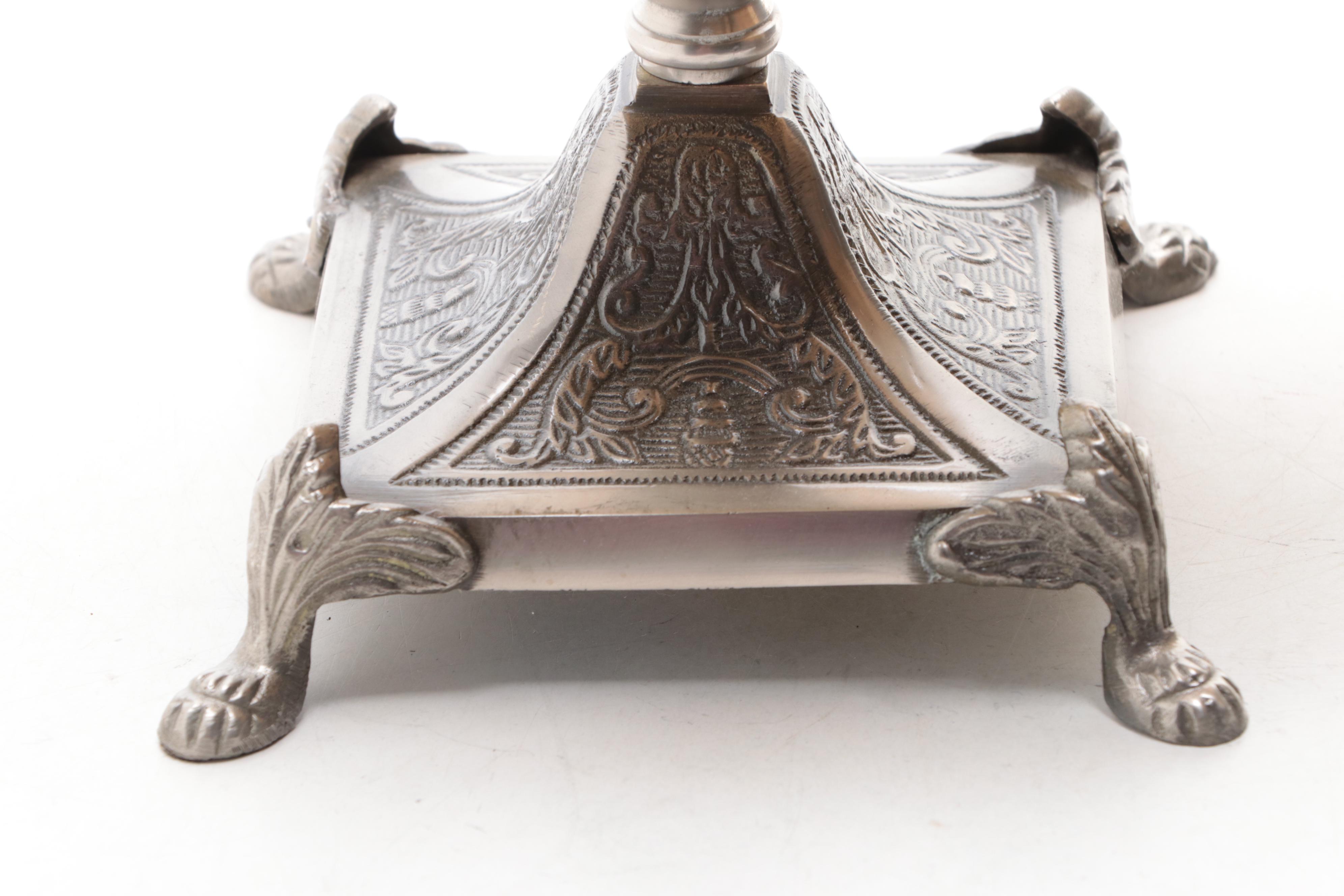 Wildwood Accents Cast Brass and Metal Floral Candlesticks