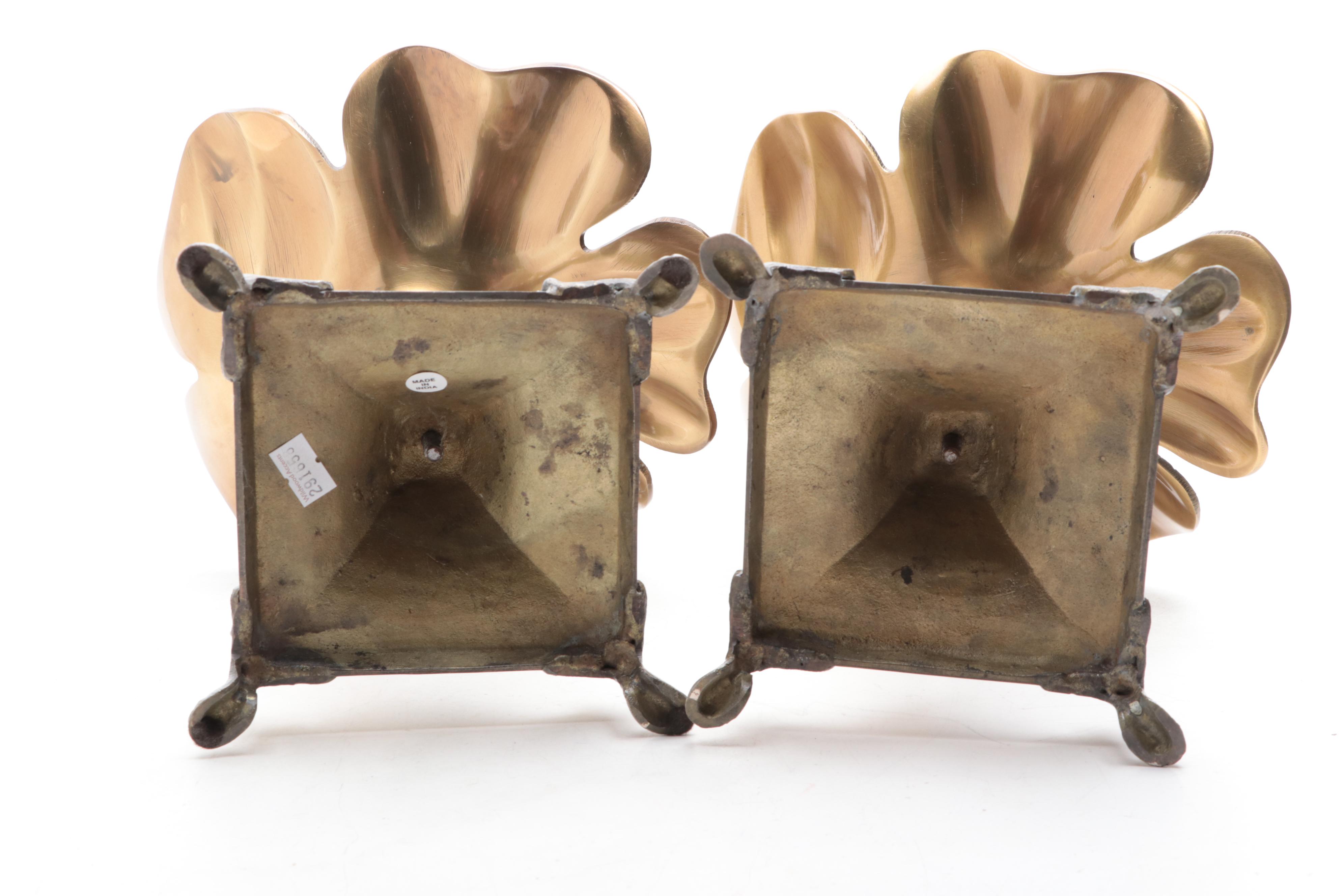 Wildwood Accents Cast Brass and Metal Floral Candlesticks