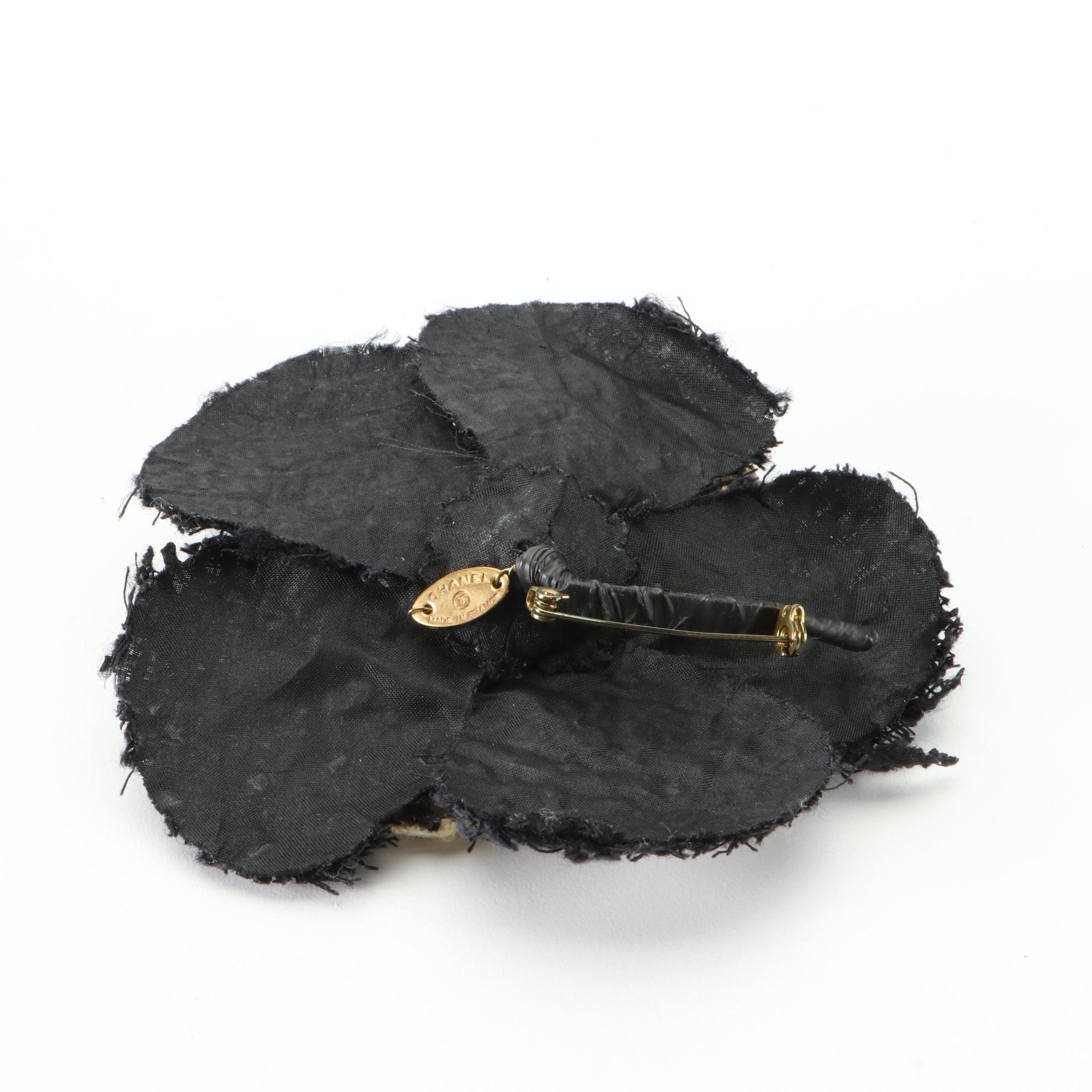Chanel Camellia Tweed Flower Brooch with Box