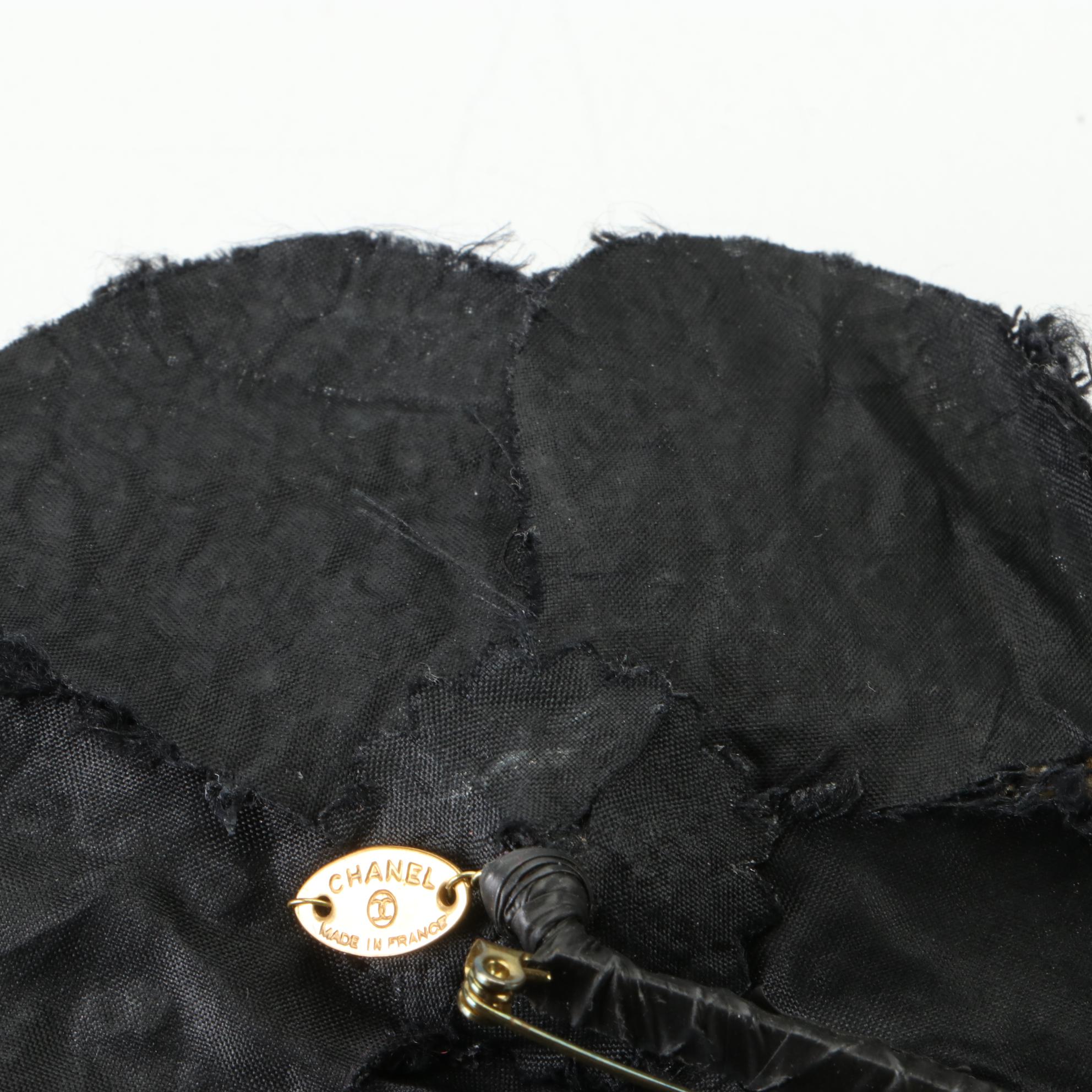 Chanel Camellia Tweed Flower Brooch with Box