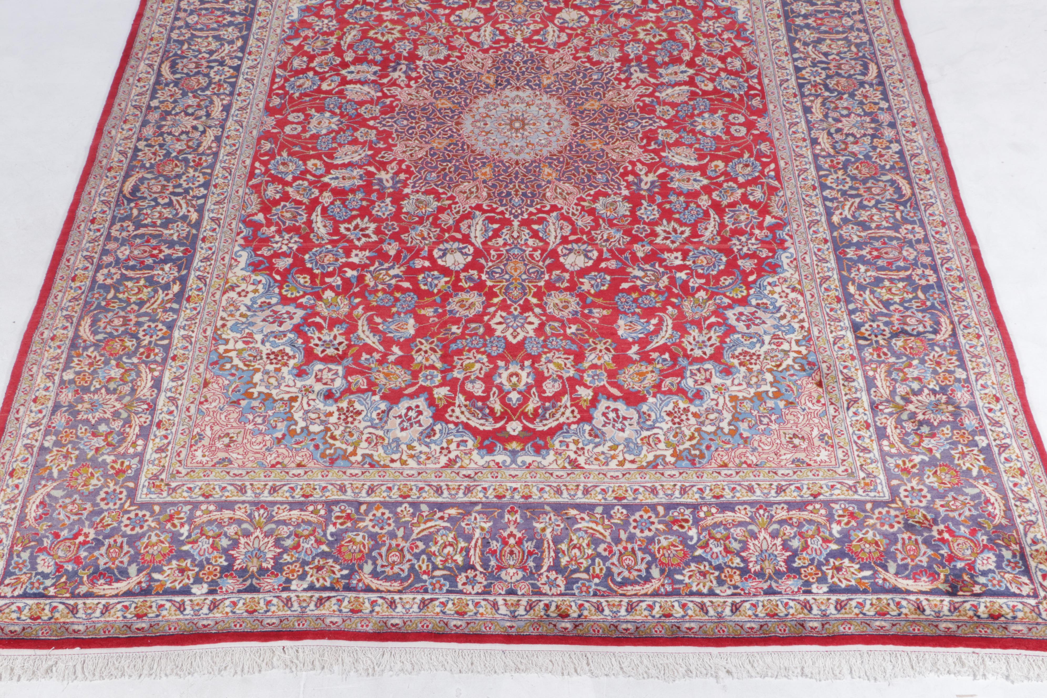 10'7 x 16'5 Hand-Knotted Persian Kashan Room Sized Rug