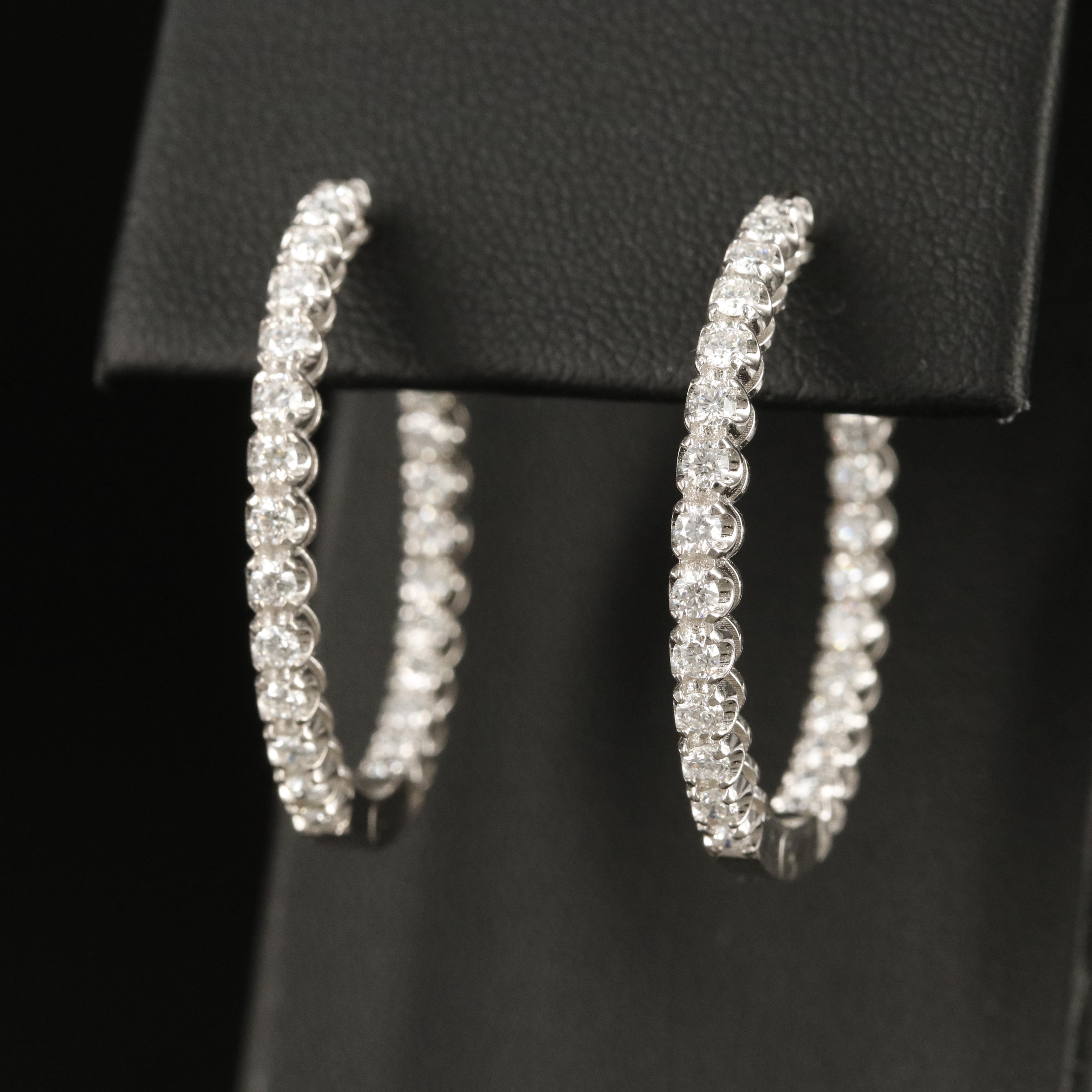 14K 1.57 CTW Diamond Inside Out Hoop Earrings