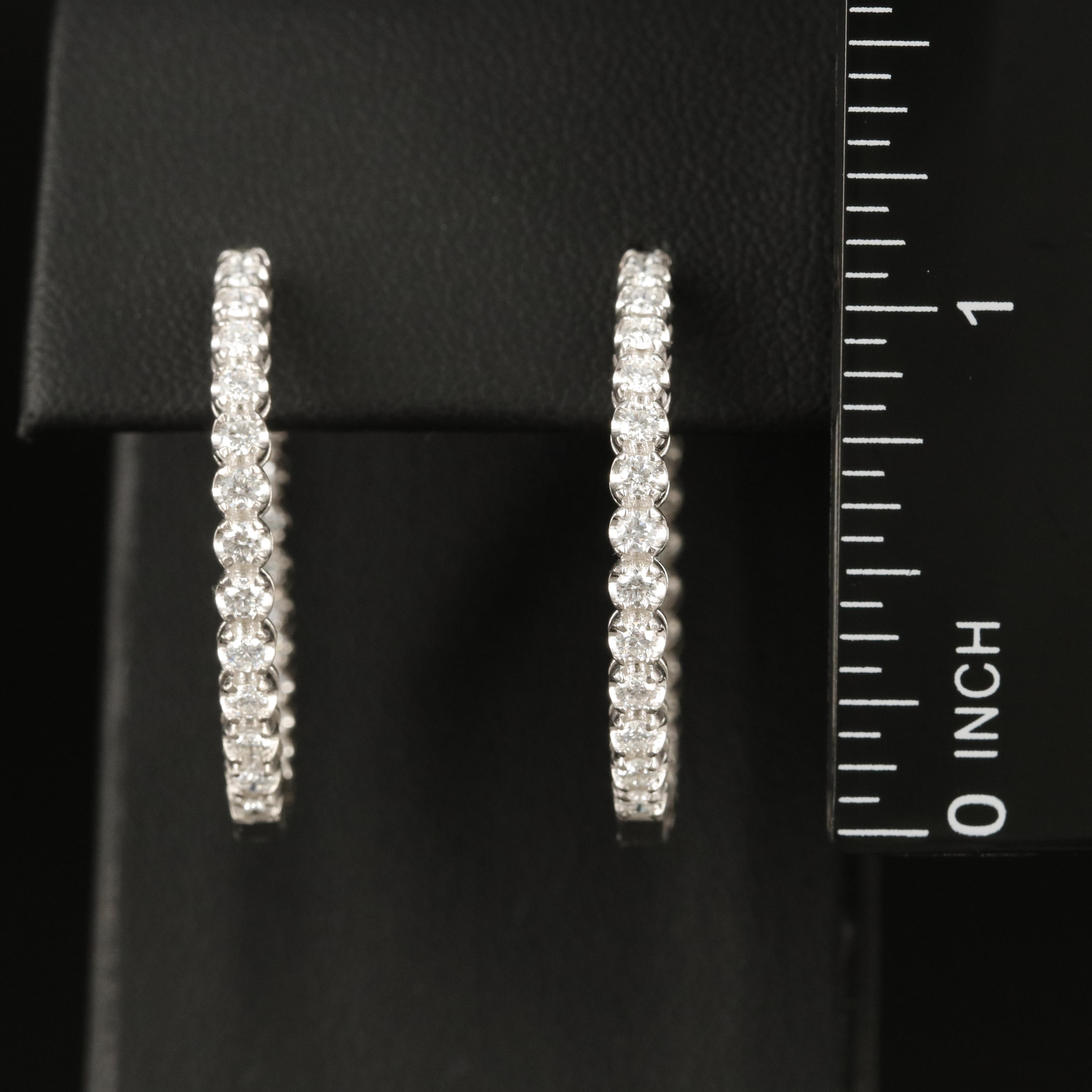 14K 1.57 CTW Diamond Inside Out Hoop Earrings