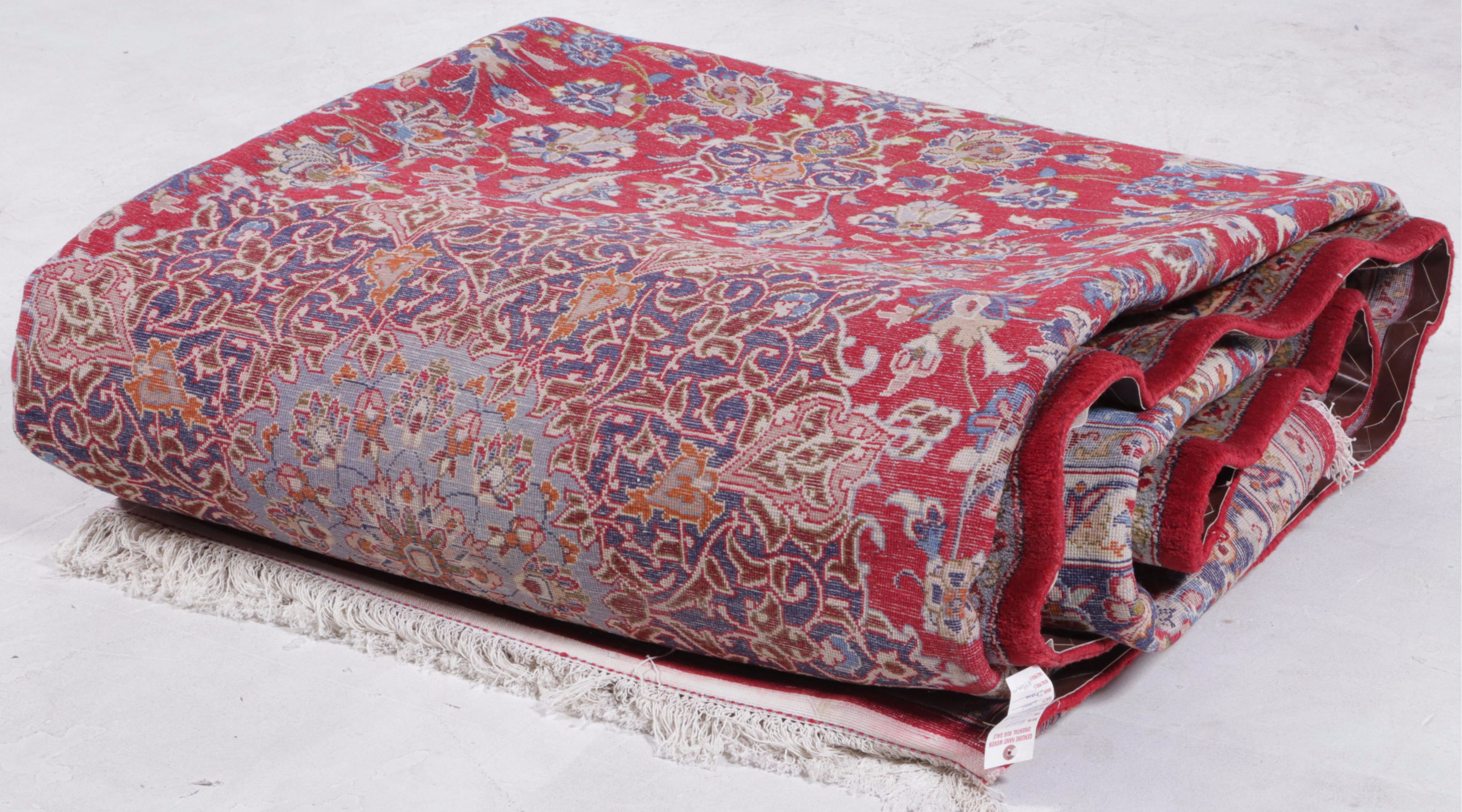 10'7 x 16'5 Hand-Knotted Persian Kashan Room Sized Rug