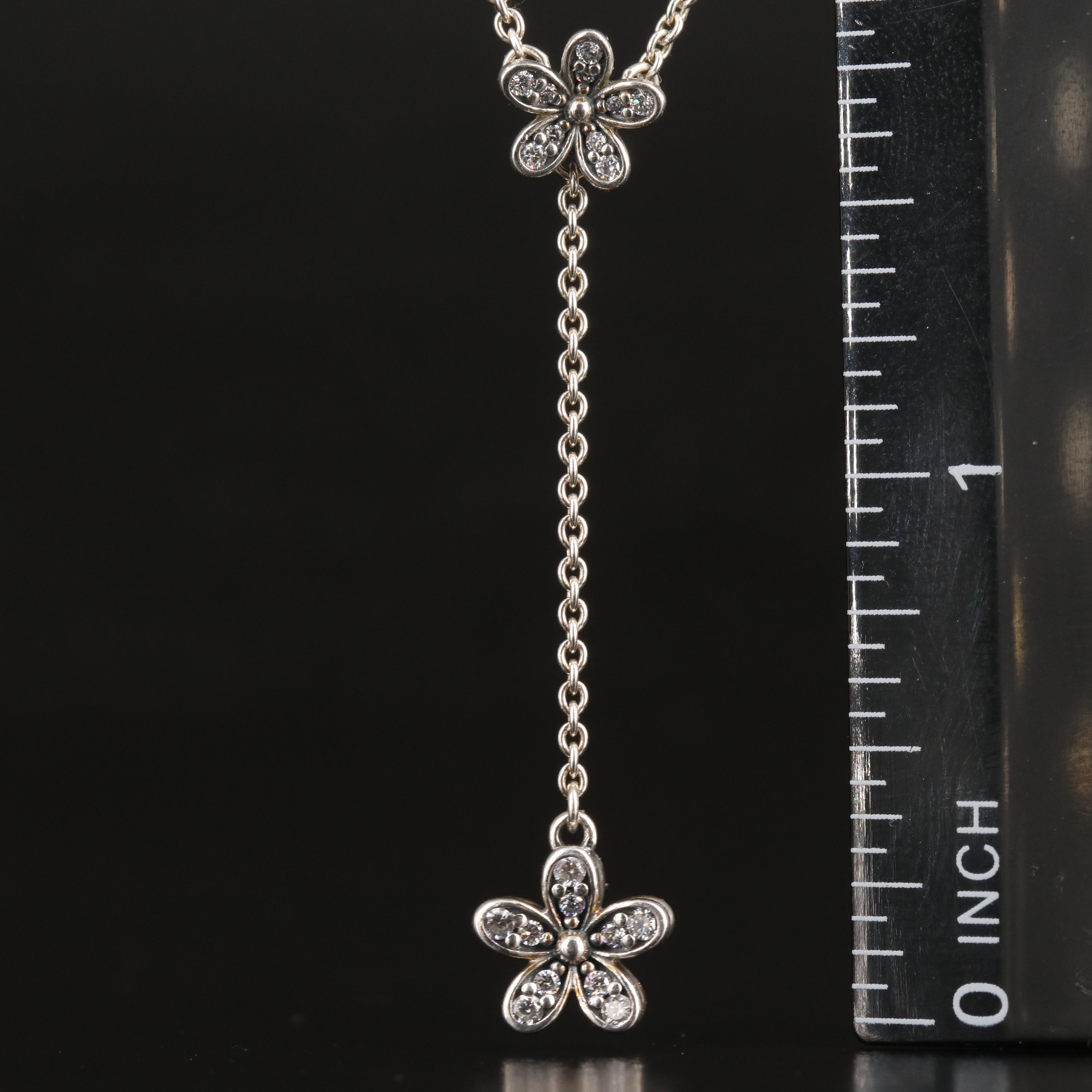 Sterling Cubic Zirconia Daisy "Y" Necklace
