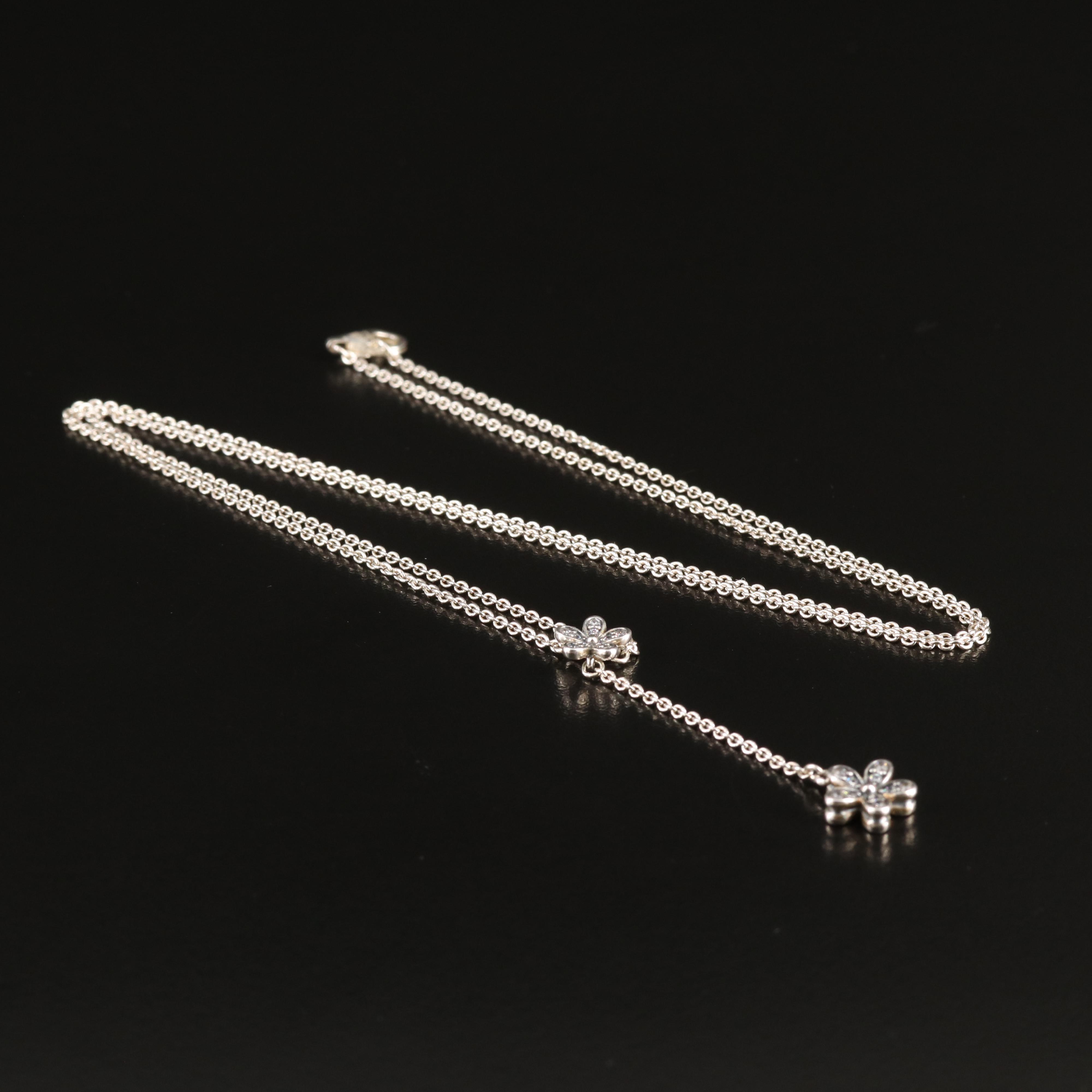 Sterling Cubic Zirconia Daisy "Y" Necklace