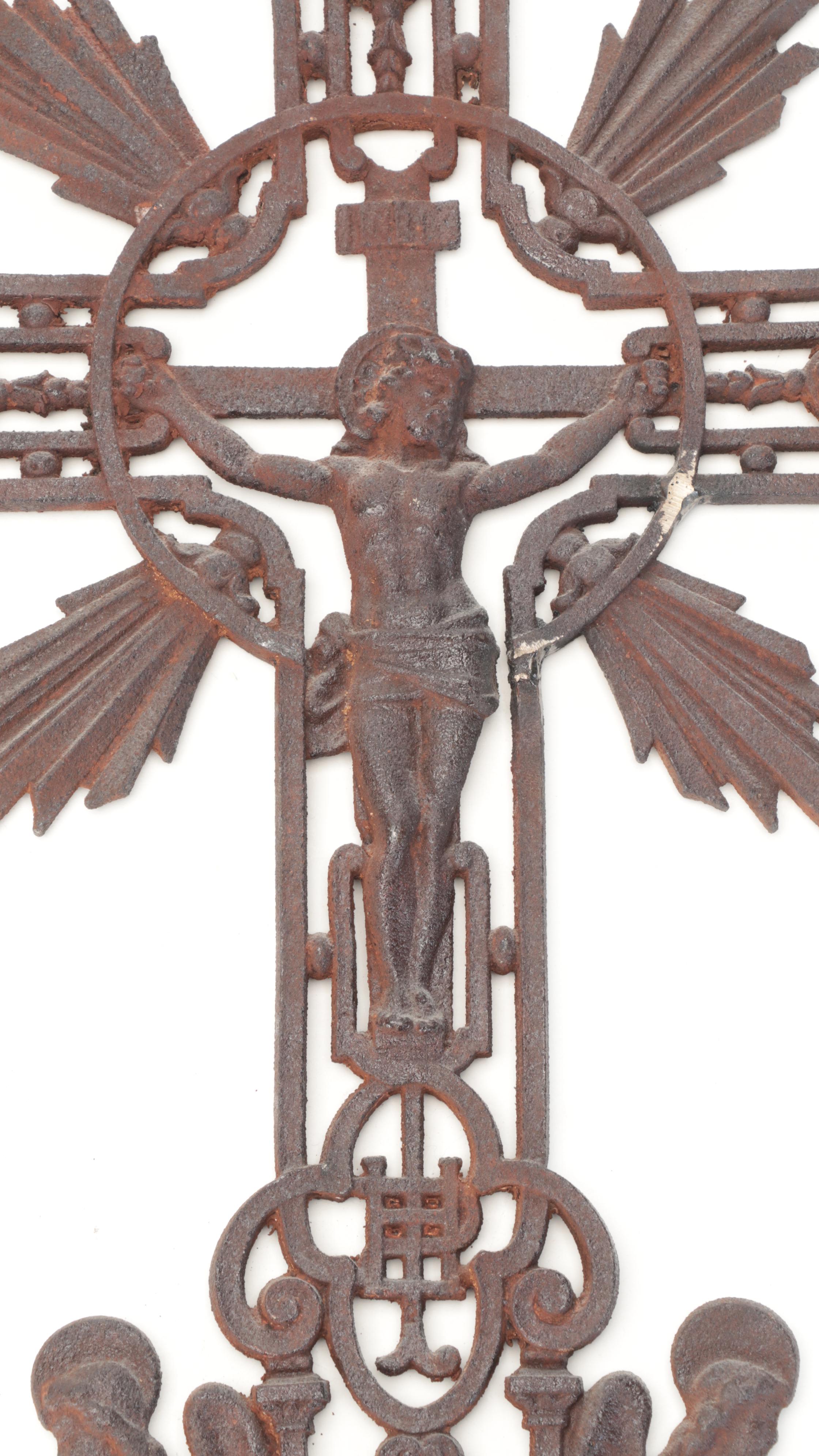Continental European Renaissance Revival Cast Iron Crucifix