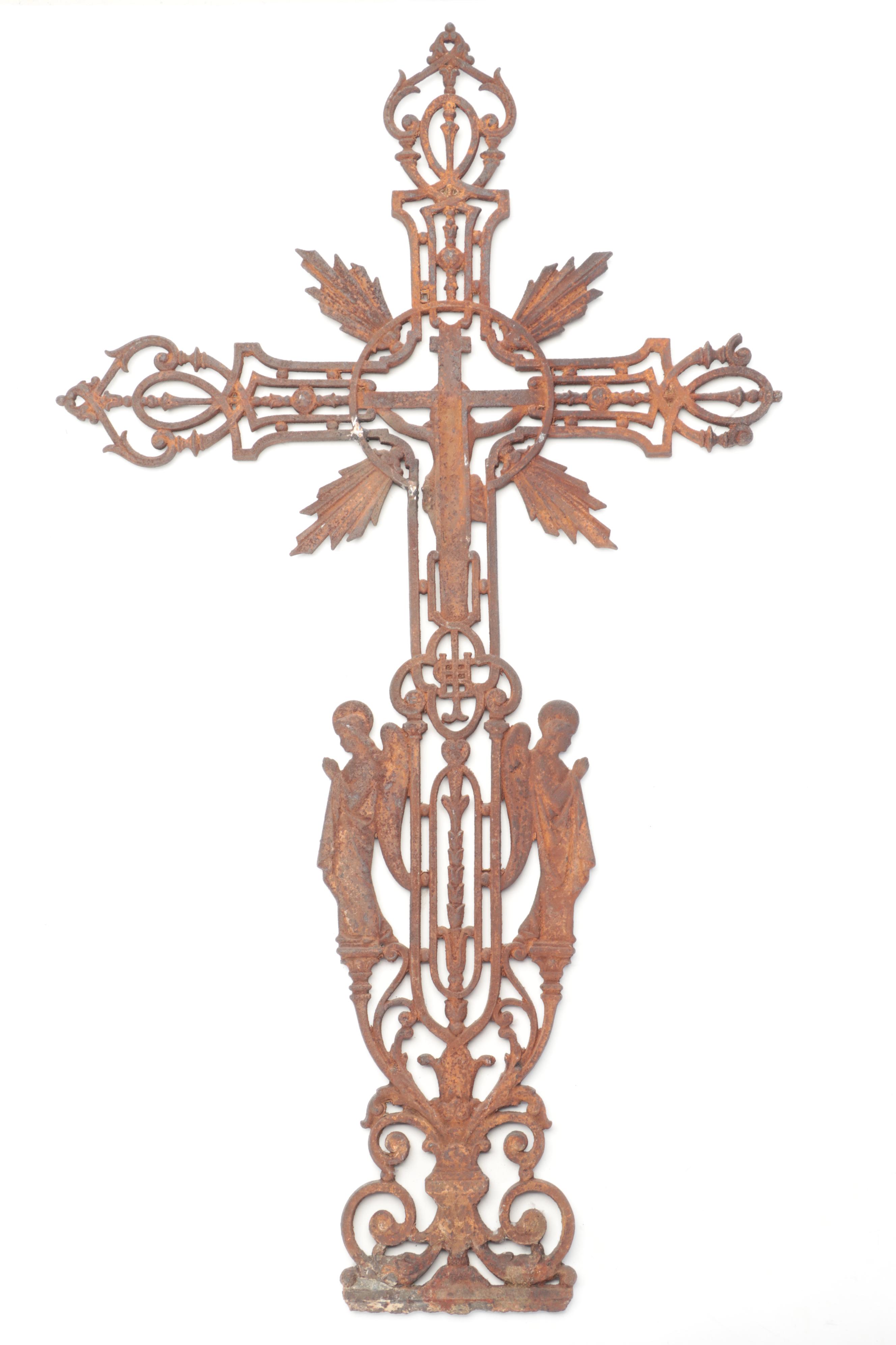 Continental European Renaissance Revival Cast Iron Crucifix