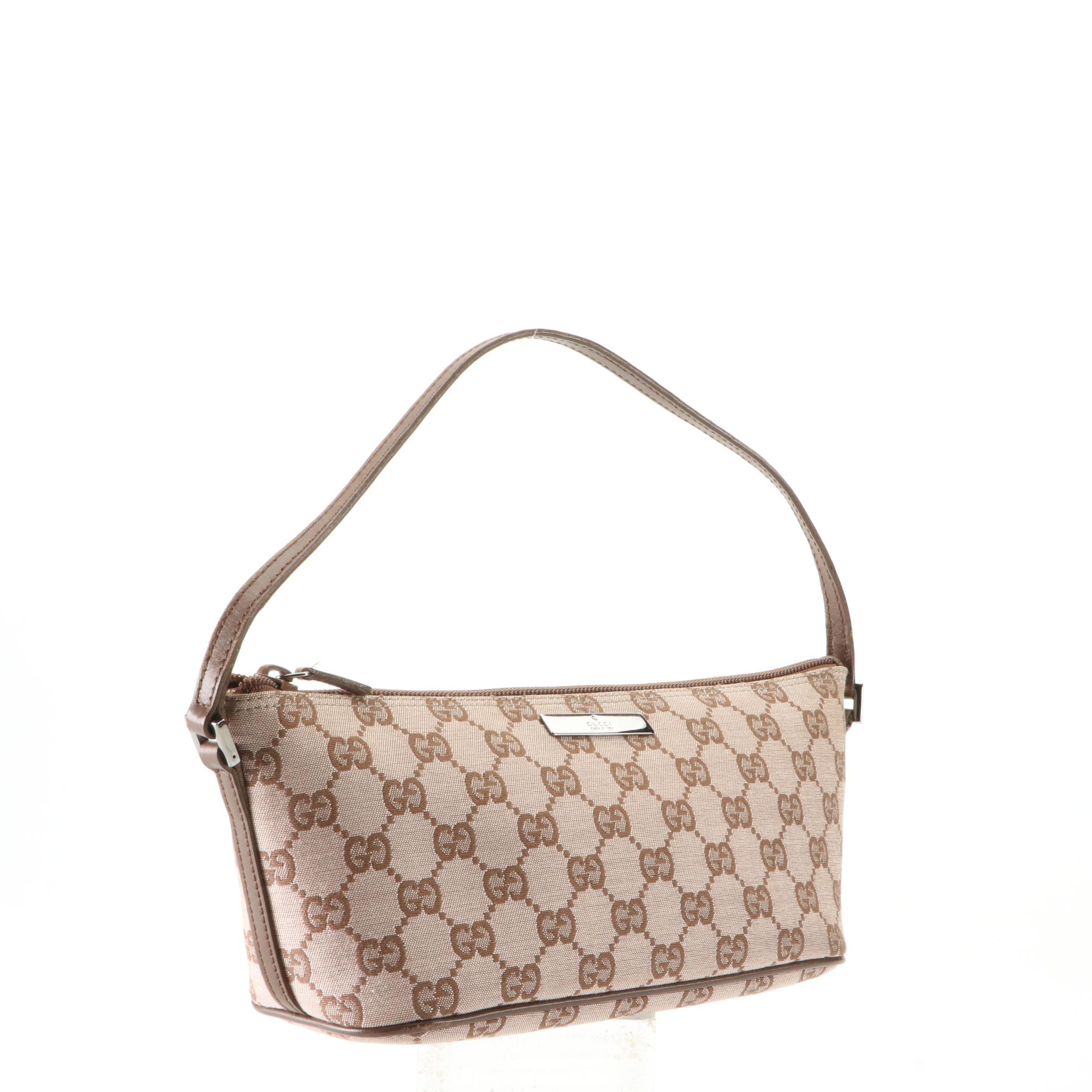 Gucci Boat Pochette in GG Canvas and Leather