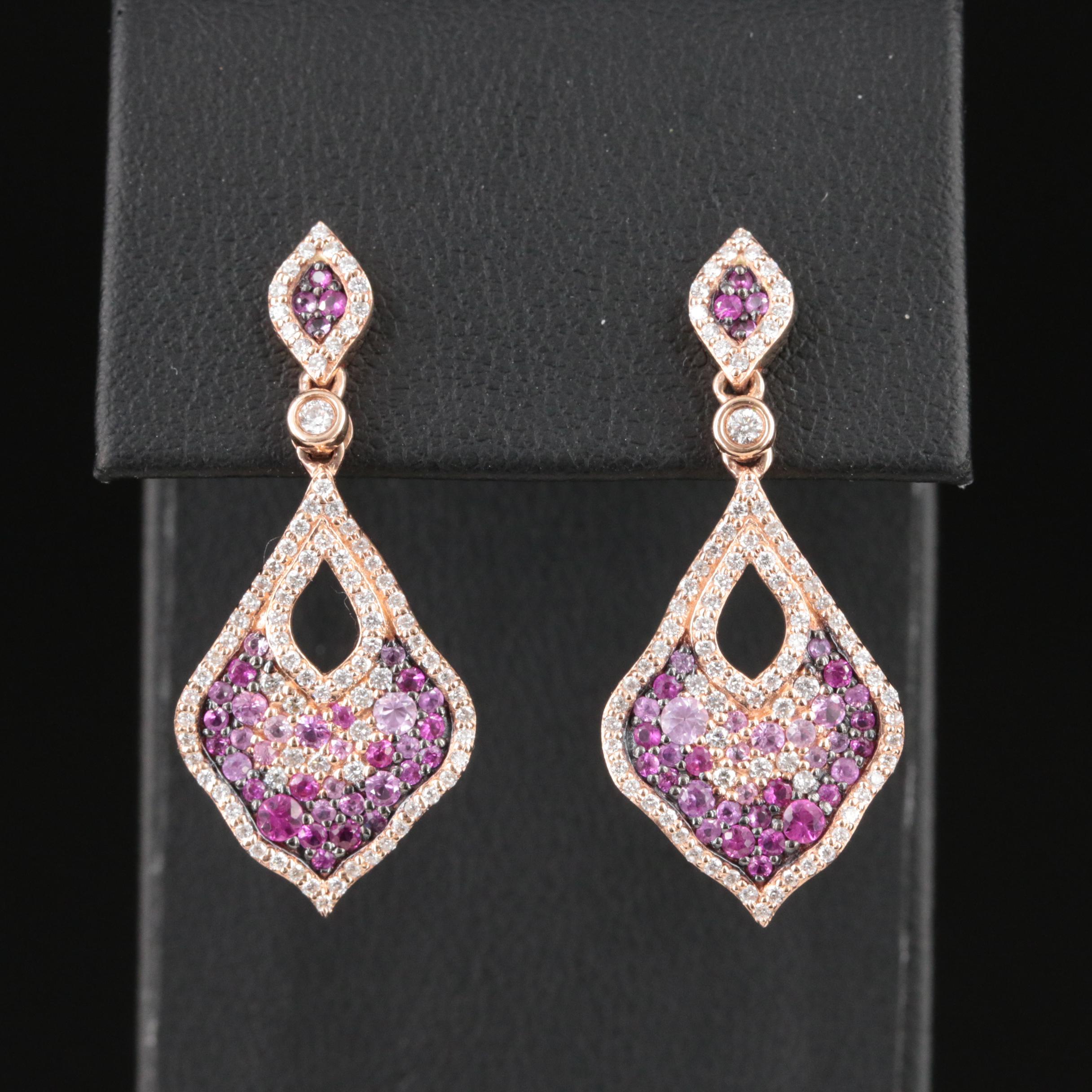 14K Rose Gold Diamond and Ruby Earrings