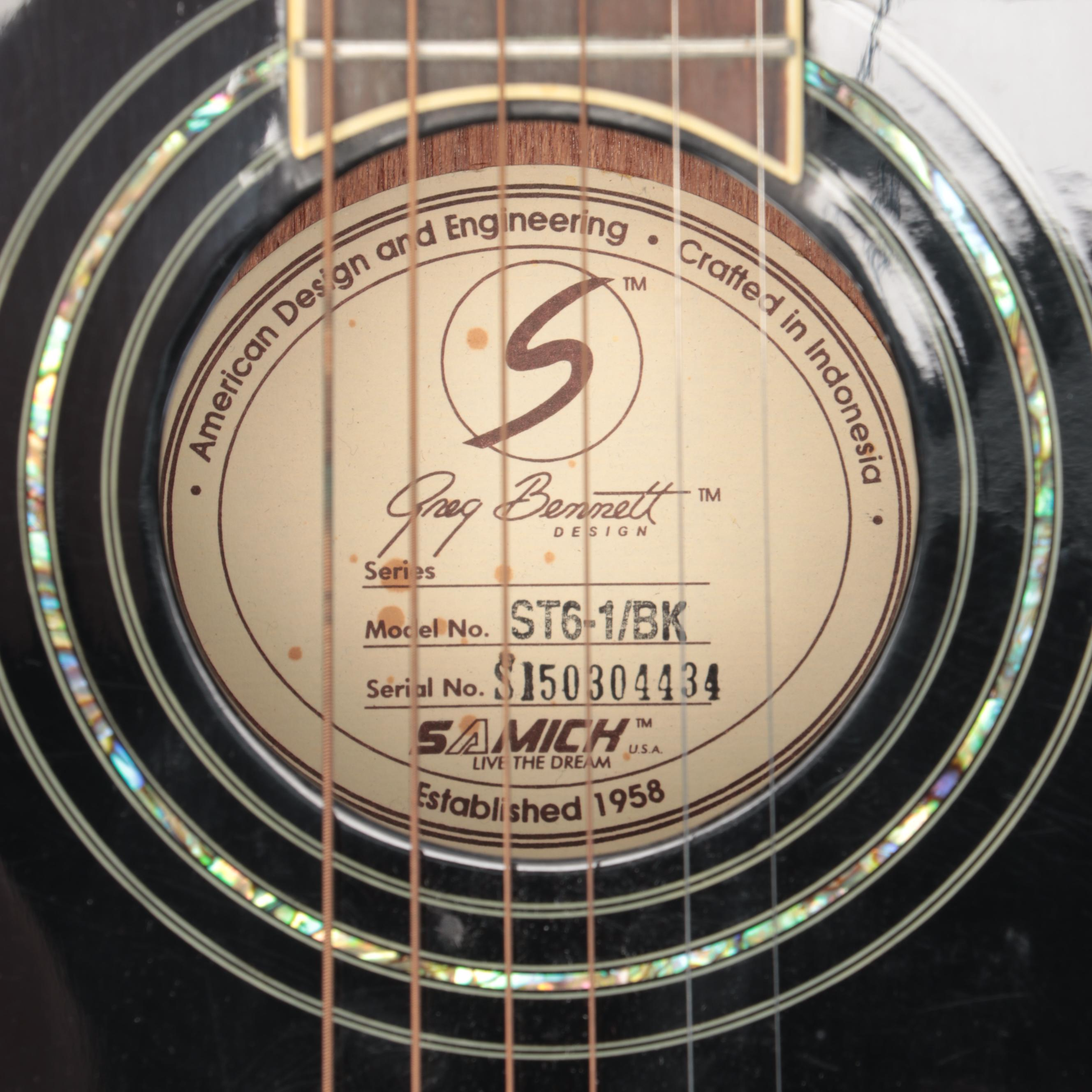 Samick Greg Bennett Parlor Size Acoustic Guitar With Abalone Inlay