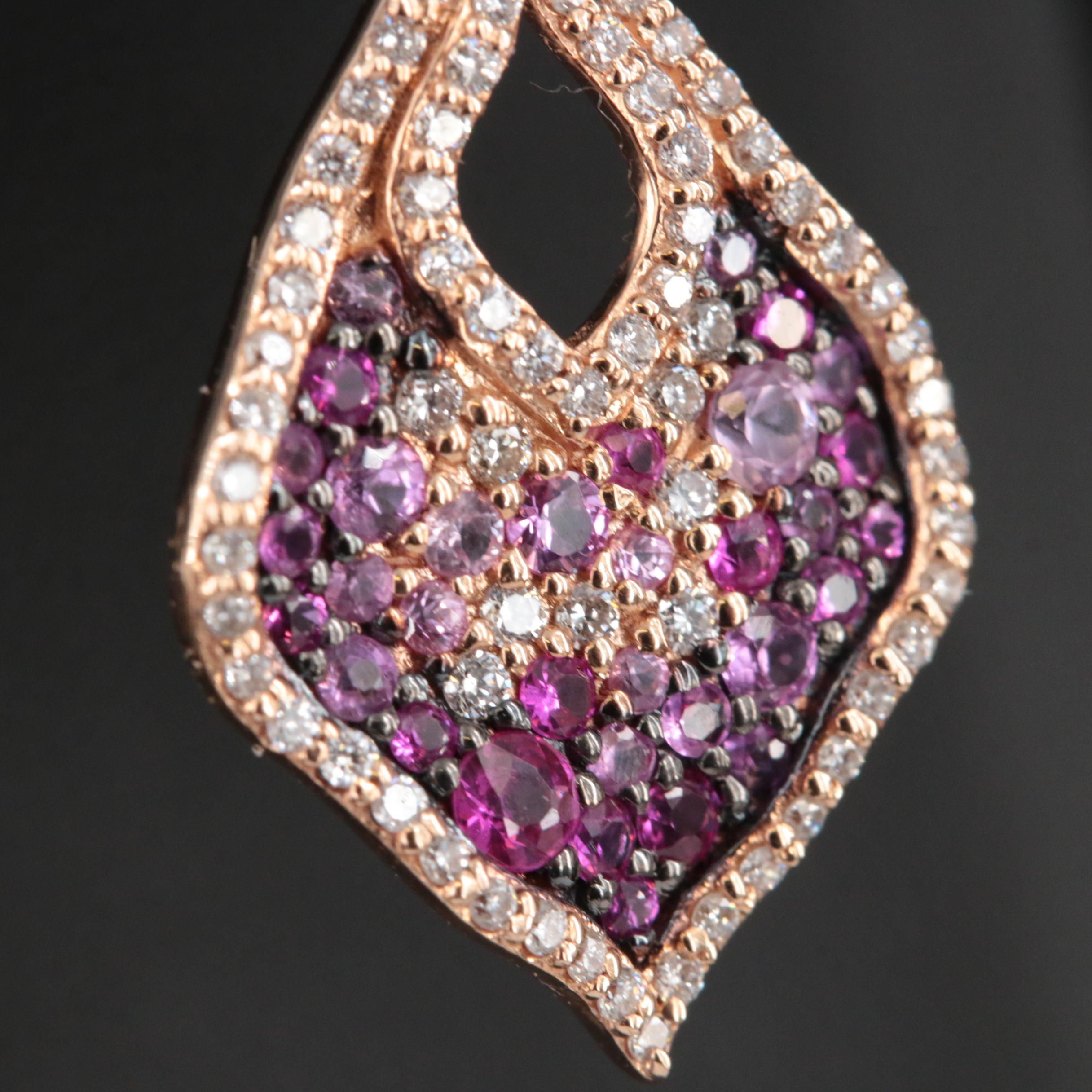 14K Rose Gold Diamond and Ruby Earrings