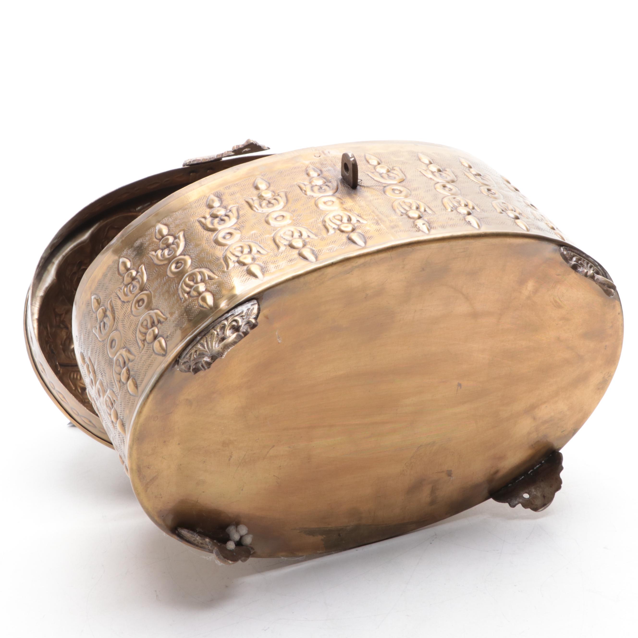 Mottahedeh Brass Rams Head Handled Planter with Other Indian Box and Dish