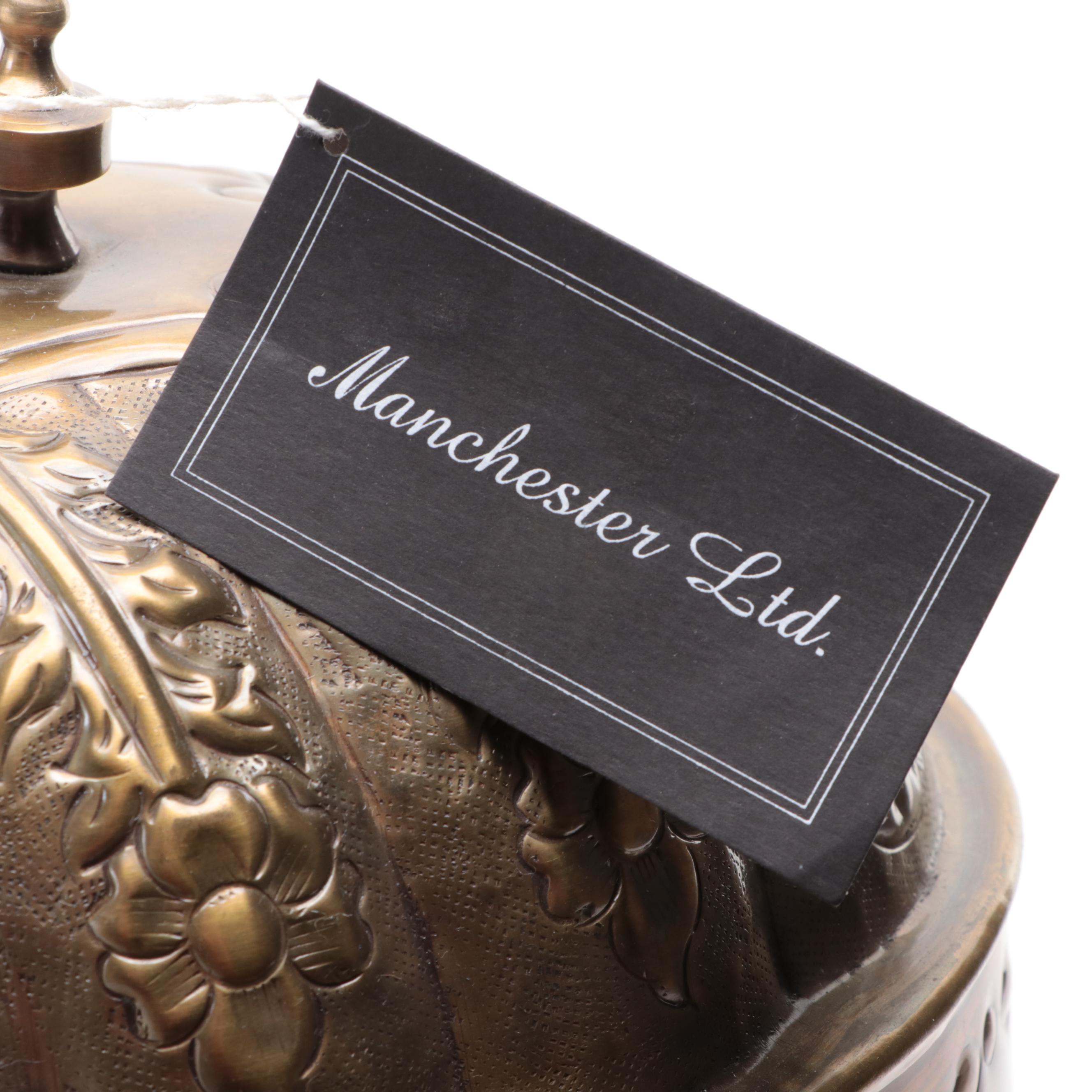 Mottahedeh Brass Rams Head Handled Planter with Other Indian Box and Dish