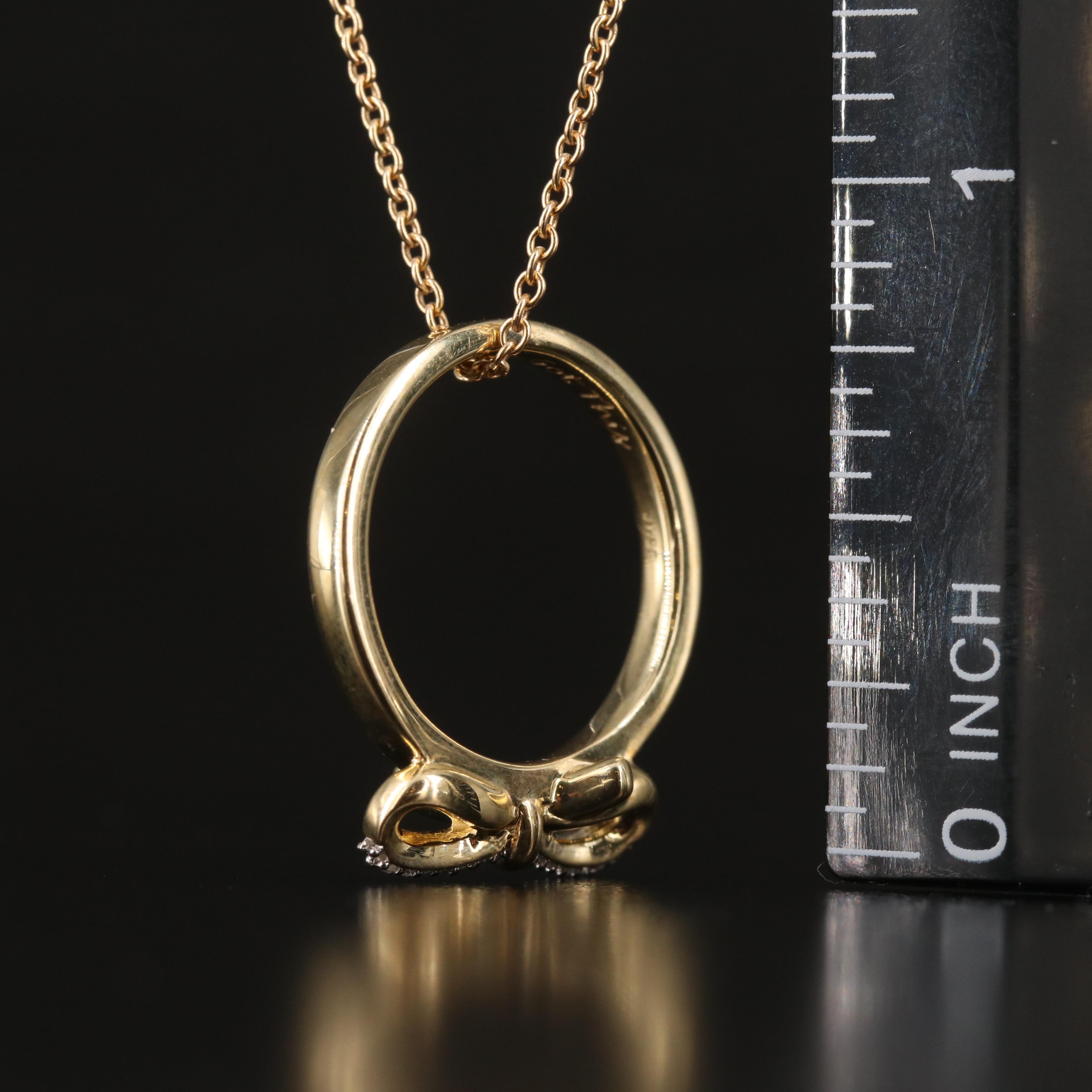 10K 0.03 CTW Diamond Bow Ring on Chain Necklace