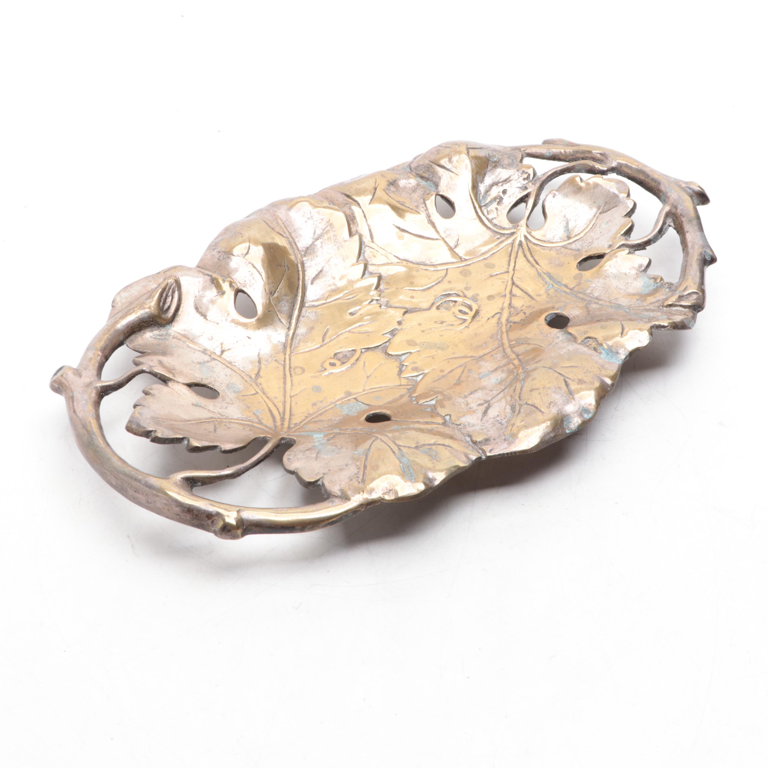 Mottahedeh Brass Rams Head Handled Planter with Other Indian Box and Dish