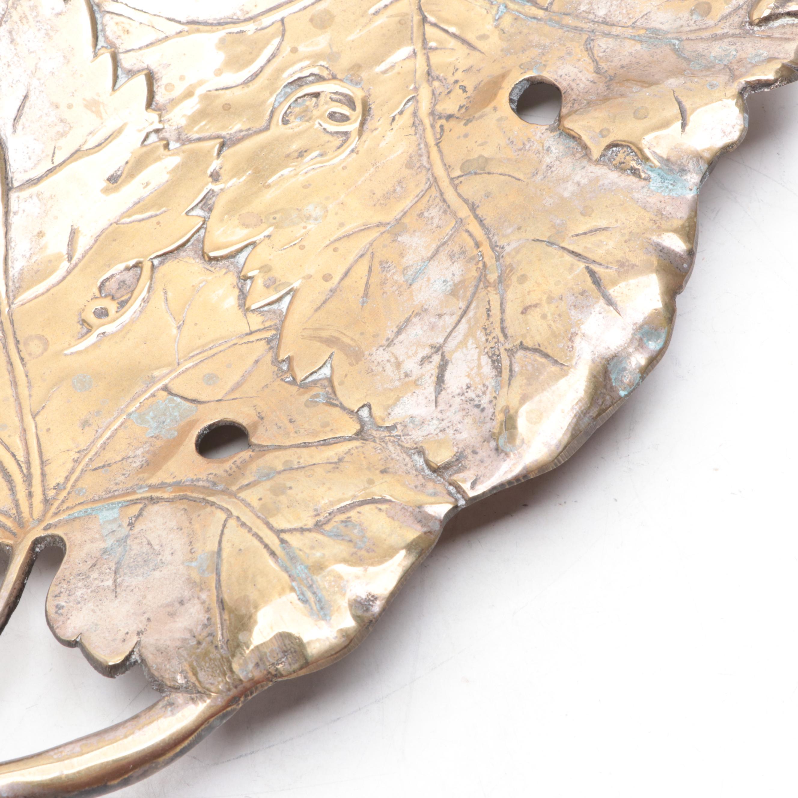 Mottahedeh Brass Rams Head Handled Planter with Other Indian Box and Dish