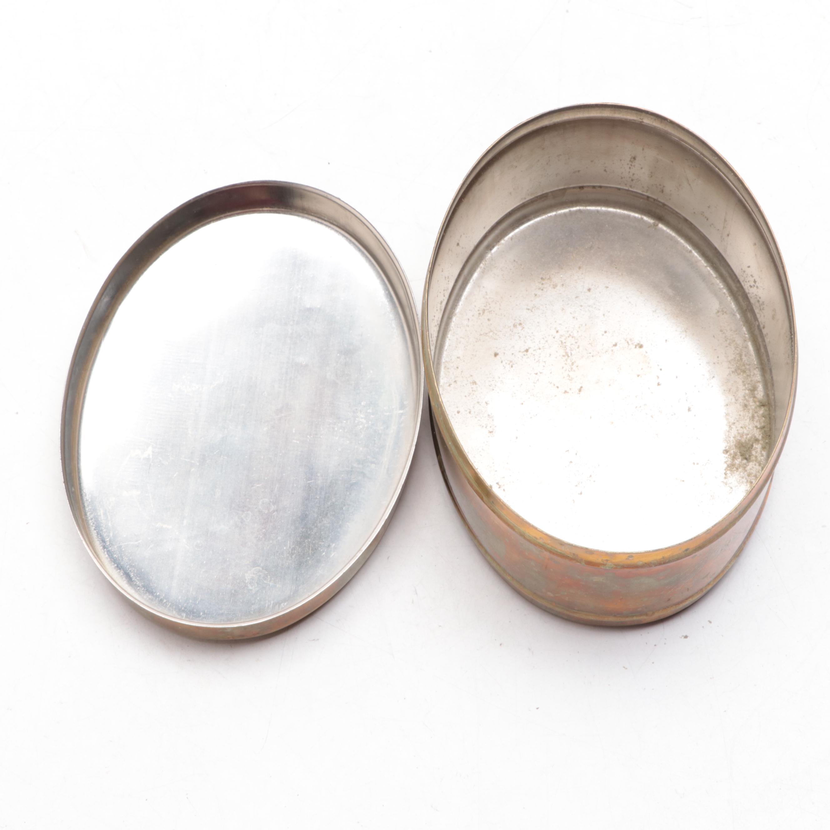 Mottahedeh Brass Rams Head Handled Planter with Other Indian Box and Dish