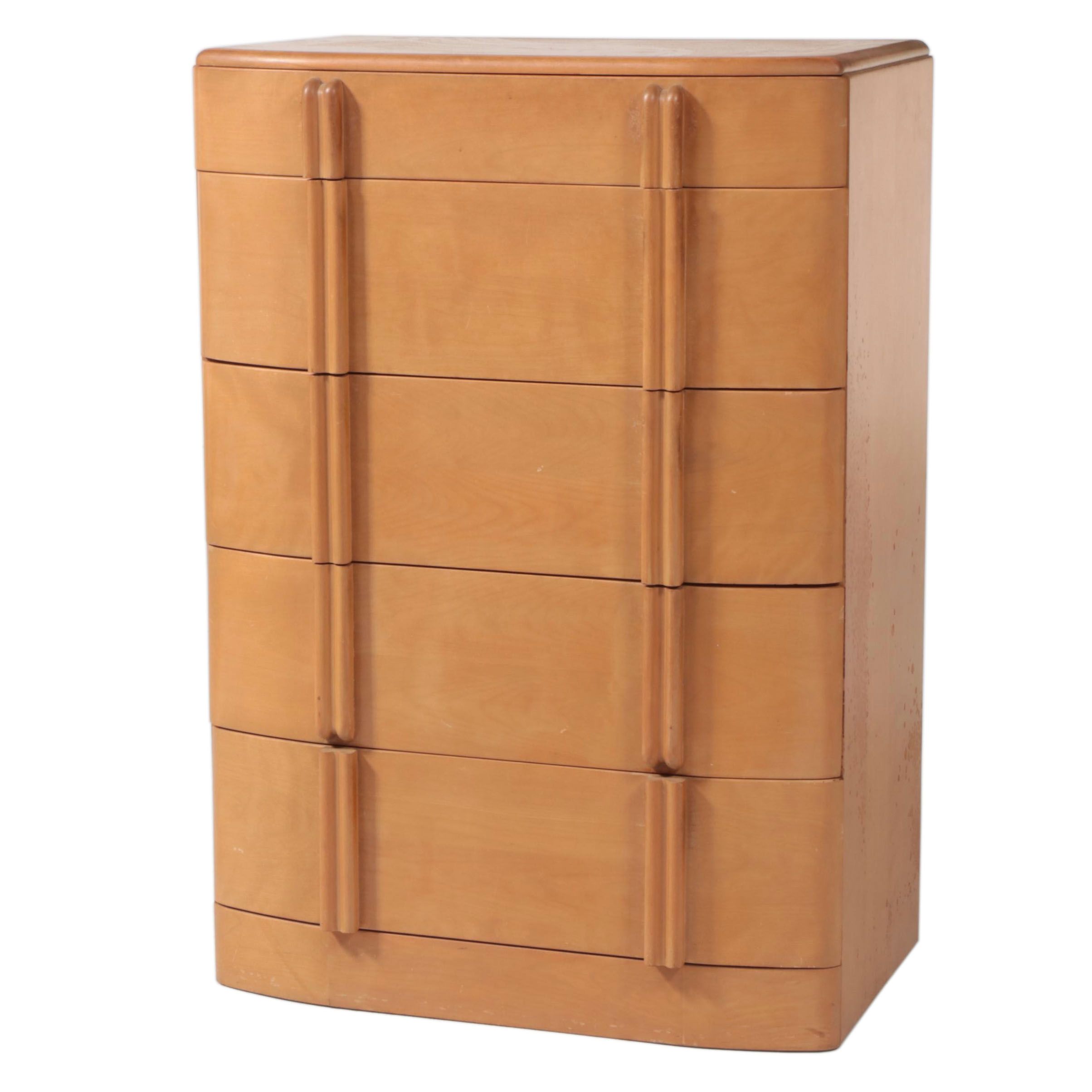 Heywood-Wakefield Mid Century Modern Five-Drawer Chest in Wheat Finish