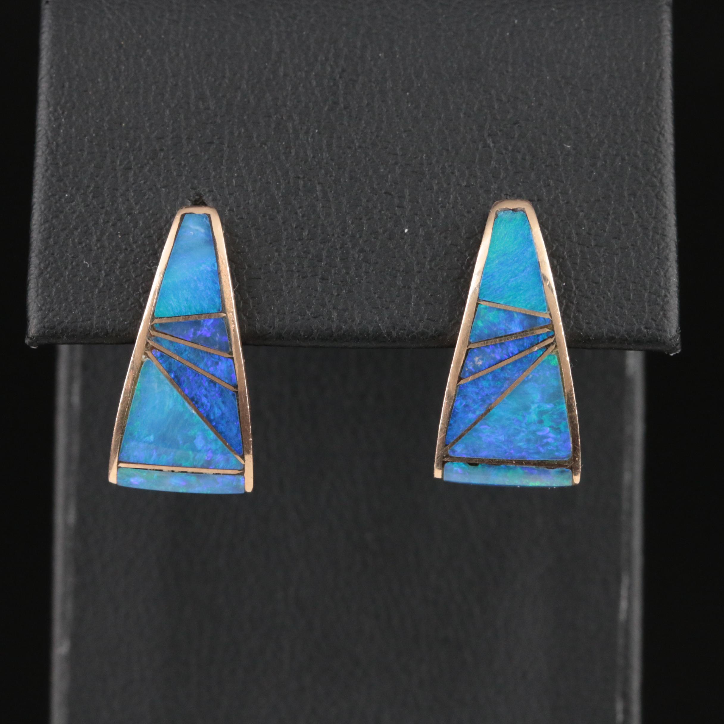 14K Opal Doublet Inlay Earrings