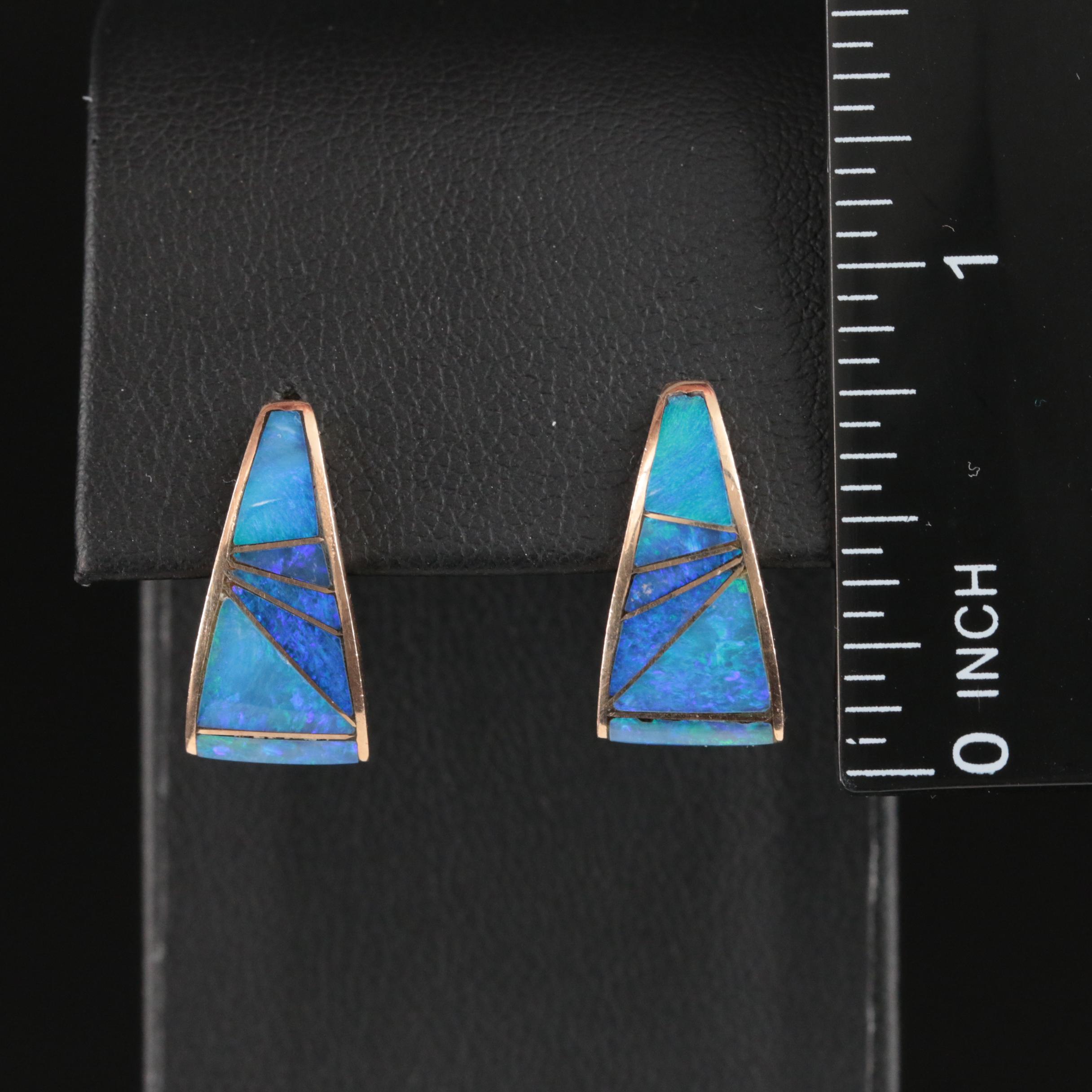 14K Opal Doublet Inlay Earrings