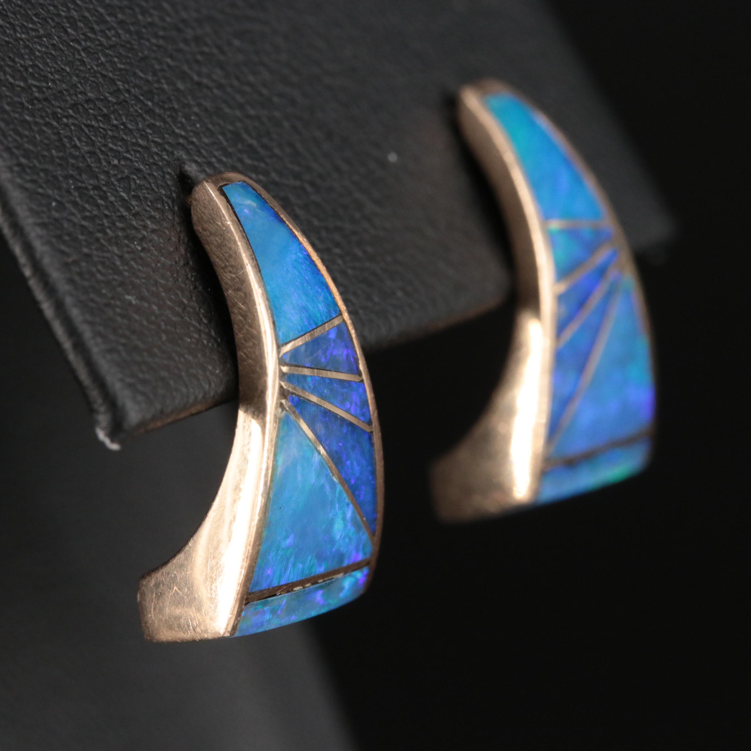 14K Opal Doublet Inlay Earrings