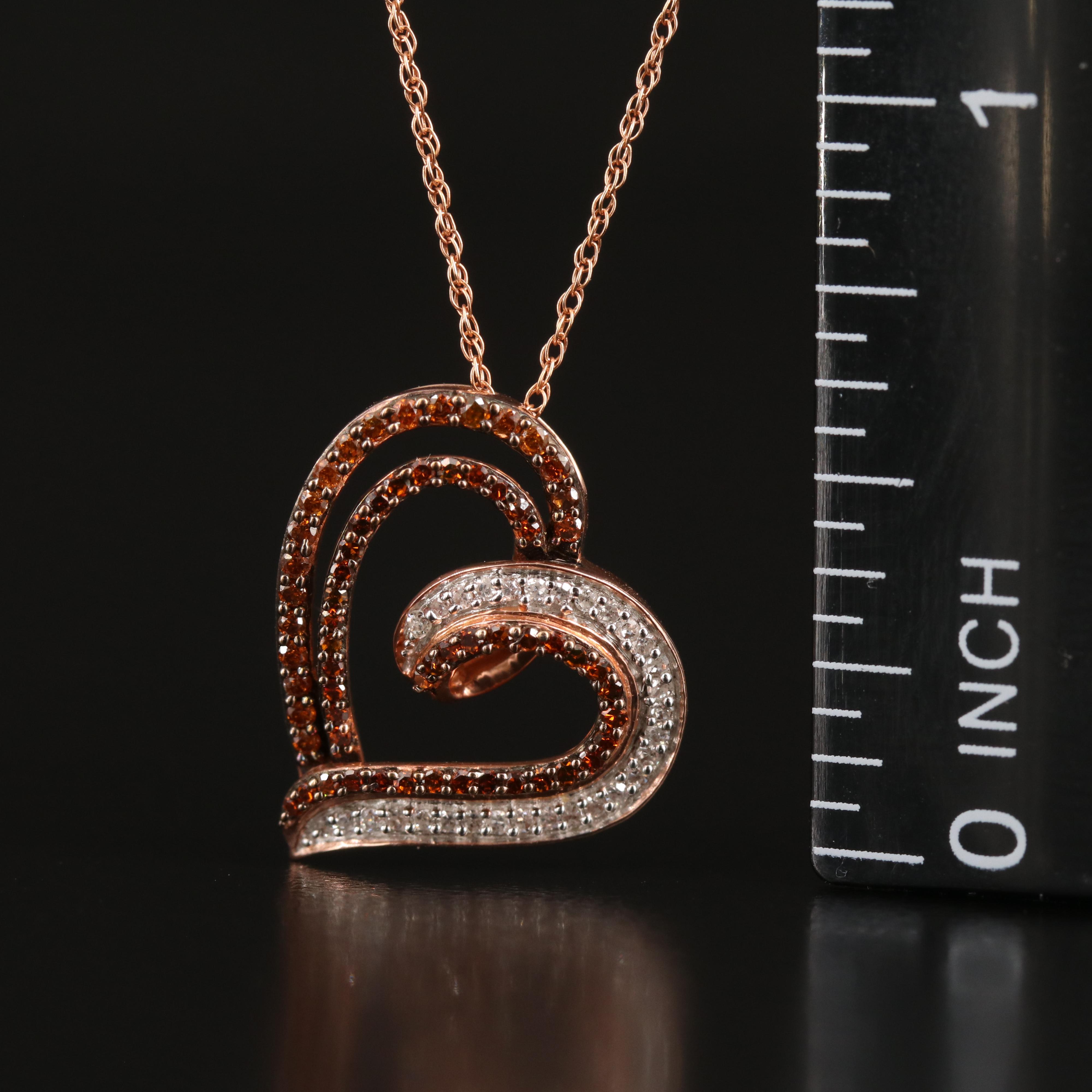 10K Rose Gold 0.34 CTW Diamond Heart Pendant Necklace
