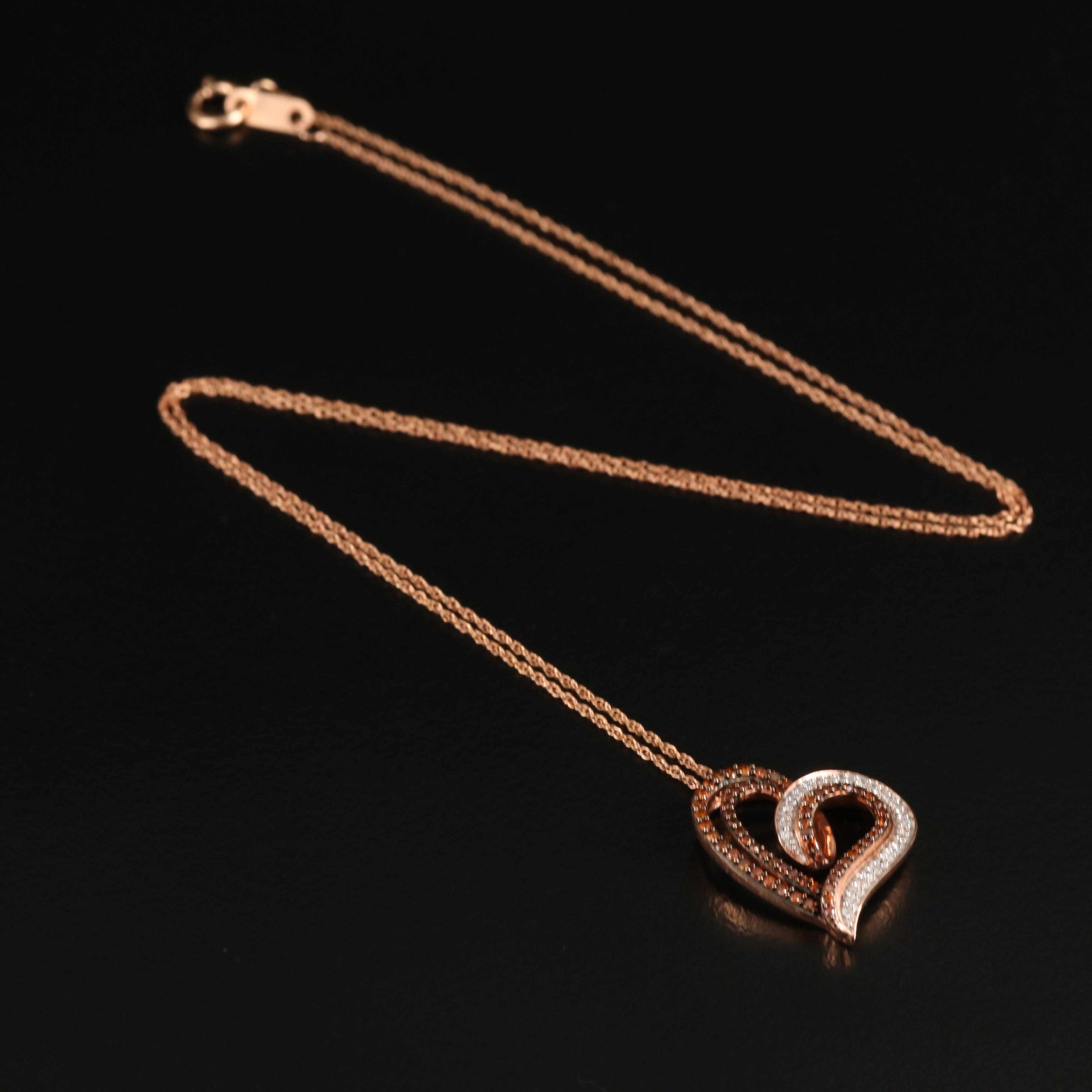 10K Rose Gold 0.34 CTW Diamond Heart Pendant Necklace