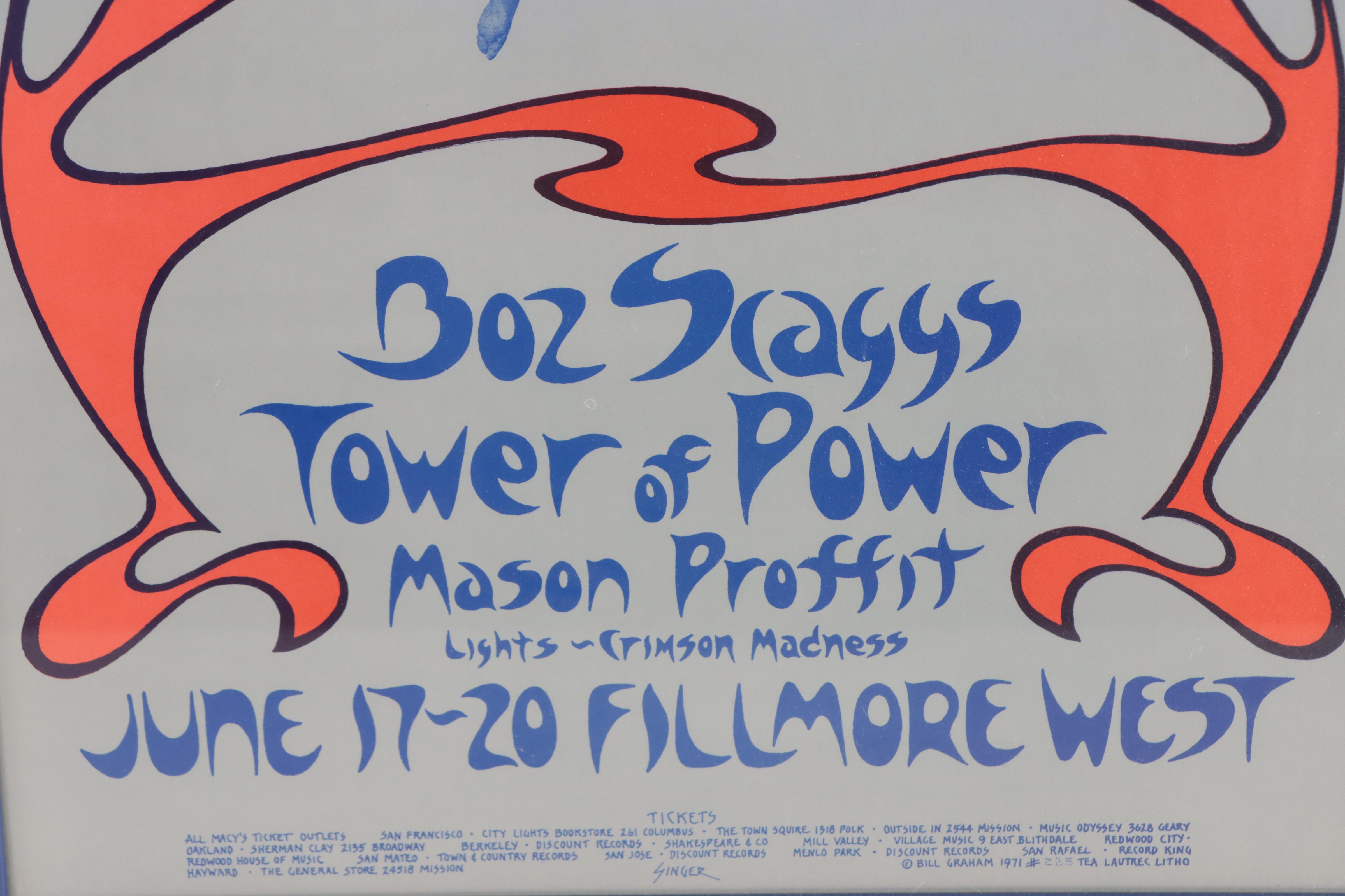 Boz Scaggs and Tower of Power Lithograph Concert Poster, 1971