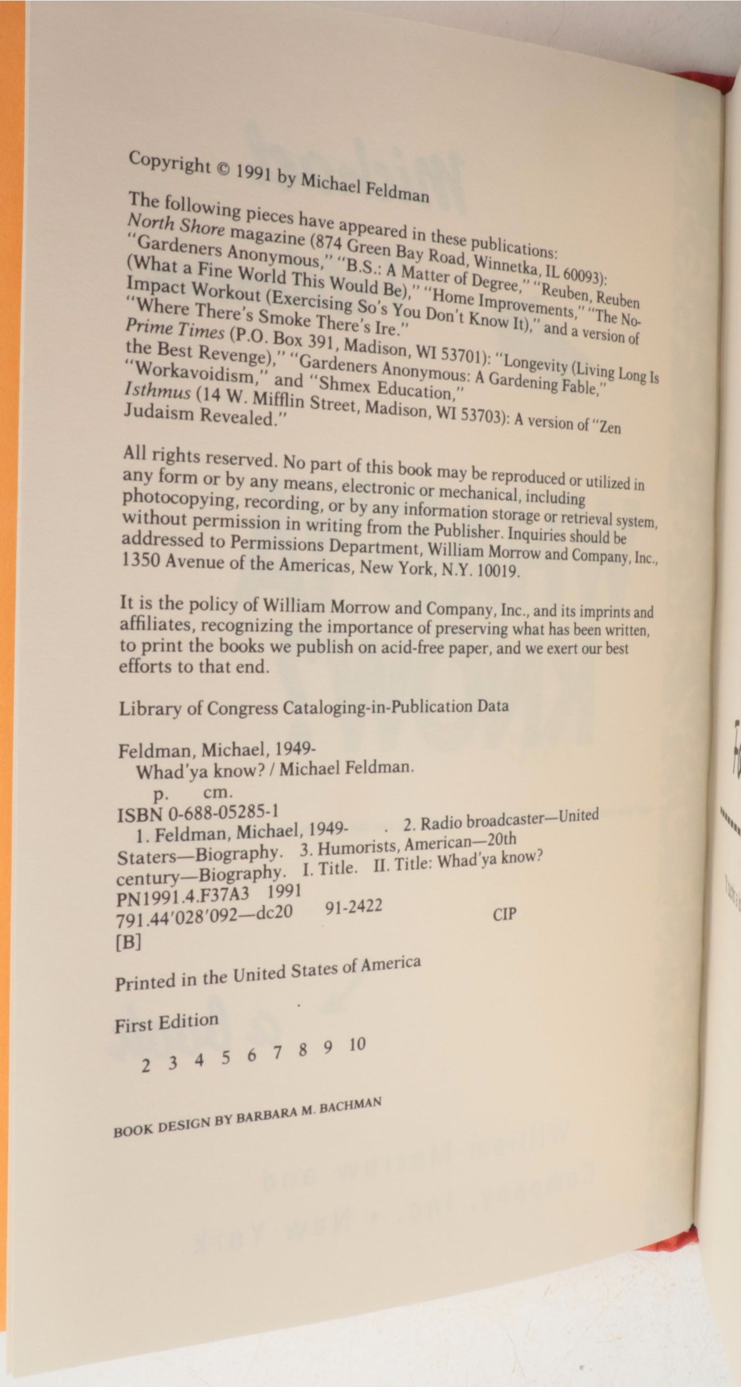 Signed First Edition "Whad'Ya Know?" by Michael Feldman and More Books