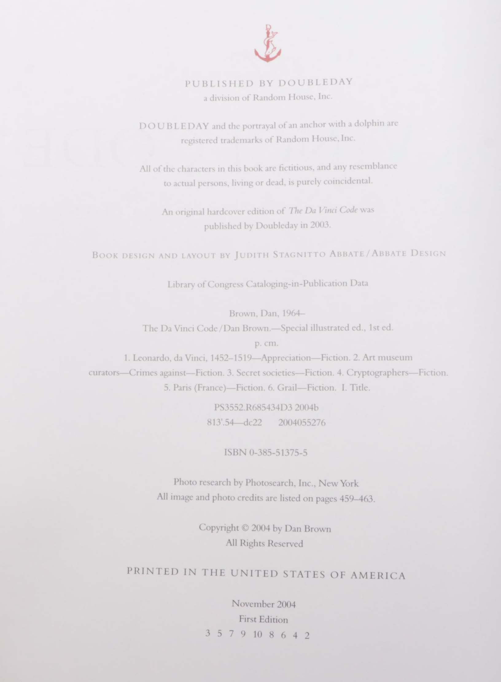 First Illustrated Edition "The Da Vinci Code" by Dan Brown, 2004