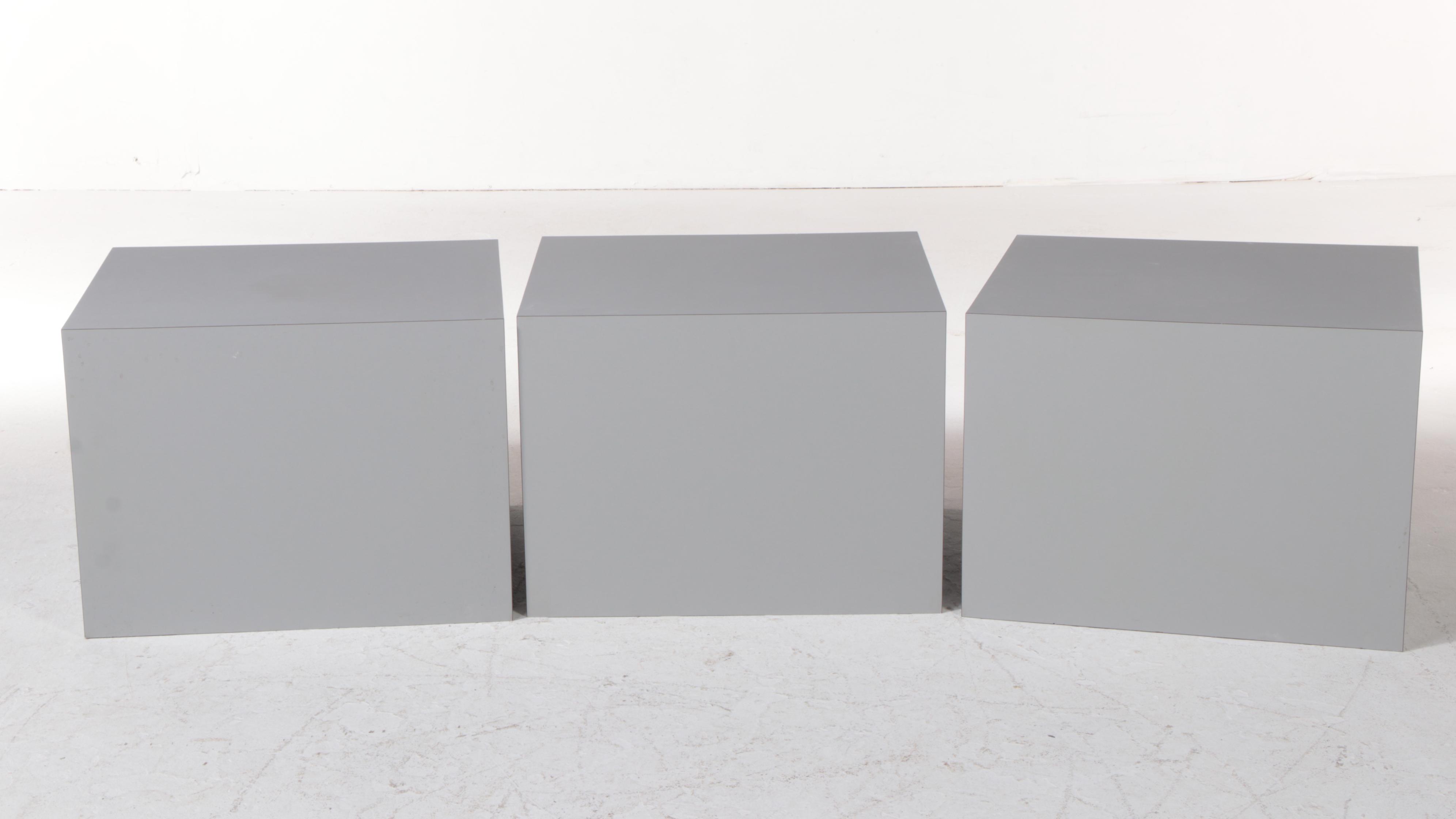 Three Post Modernist Laminate Two-Drawer Modular Chests, Late 20th Century