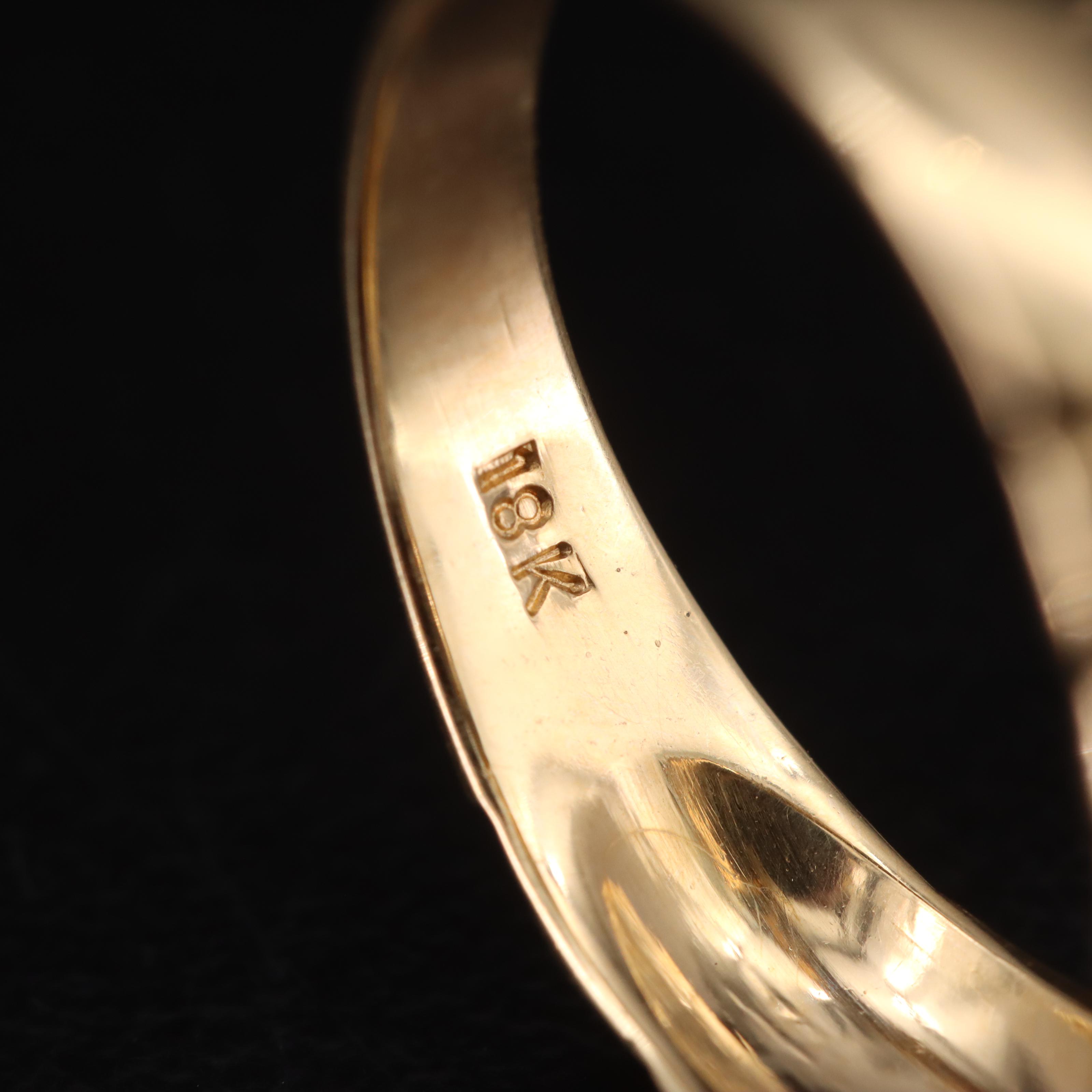 18K 0.08 CTW Diamond Leaf and Fluted Asymmetrical Ring