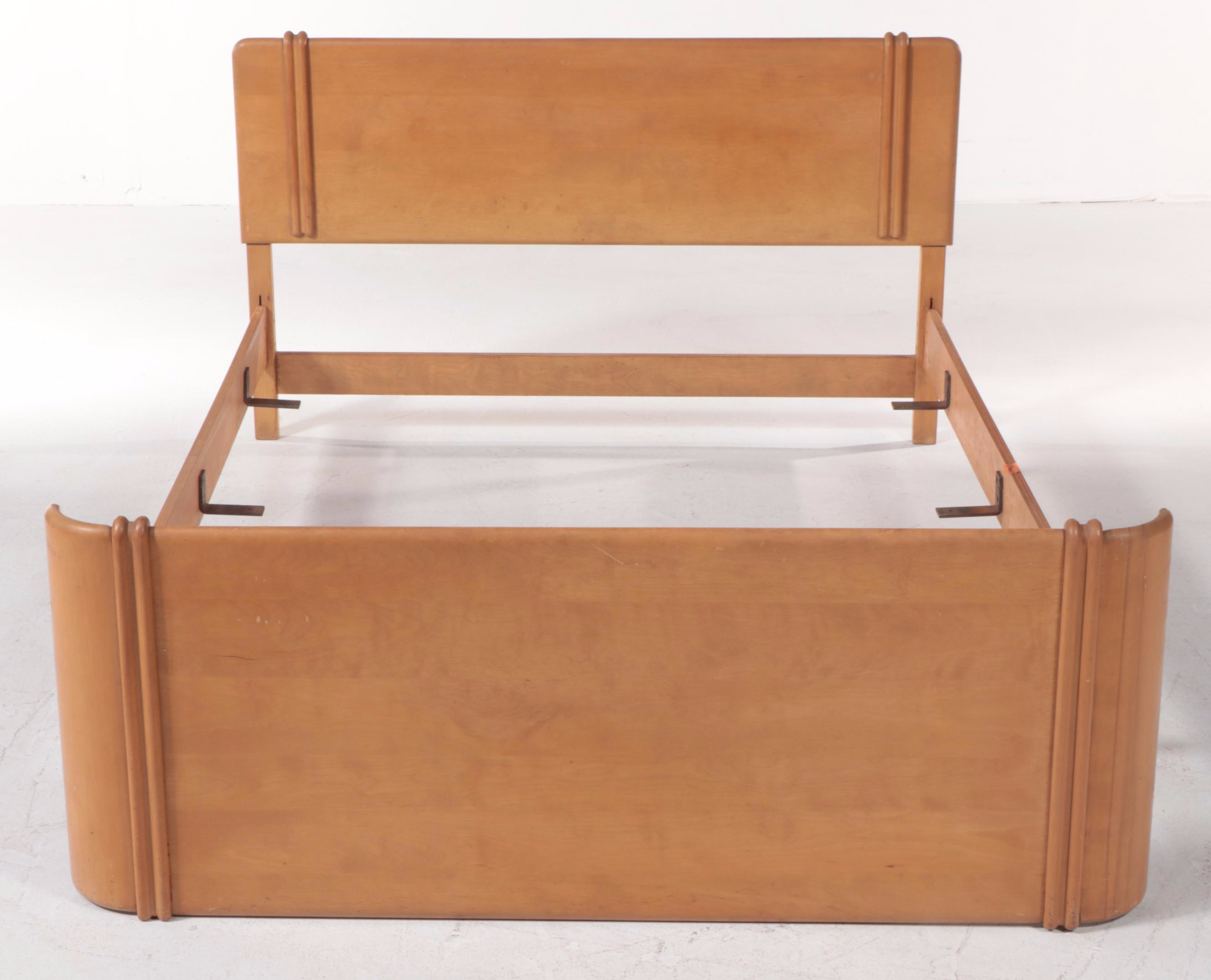 Heywood-Wakefield Mid Century Modern Full Size Bed Frame in Wheat Finish