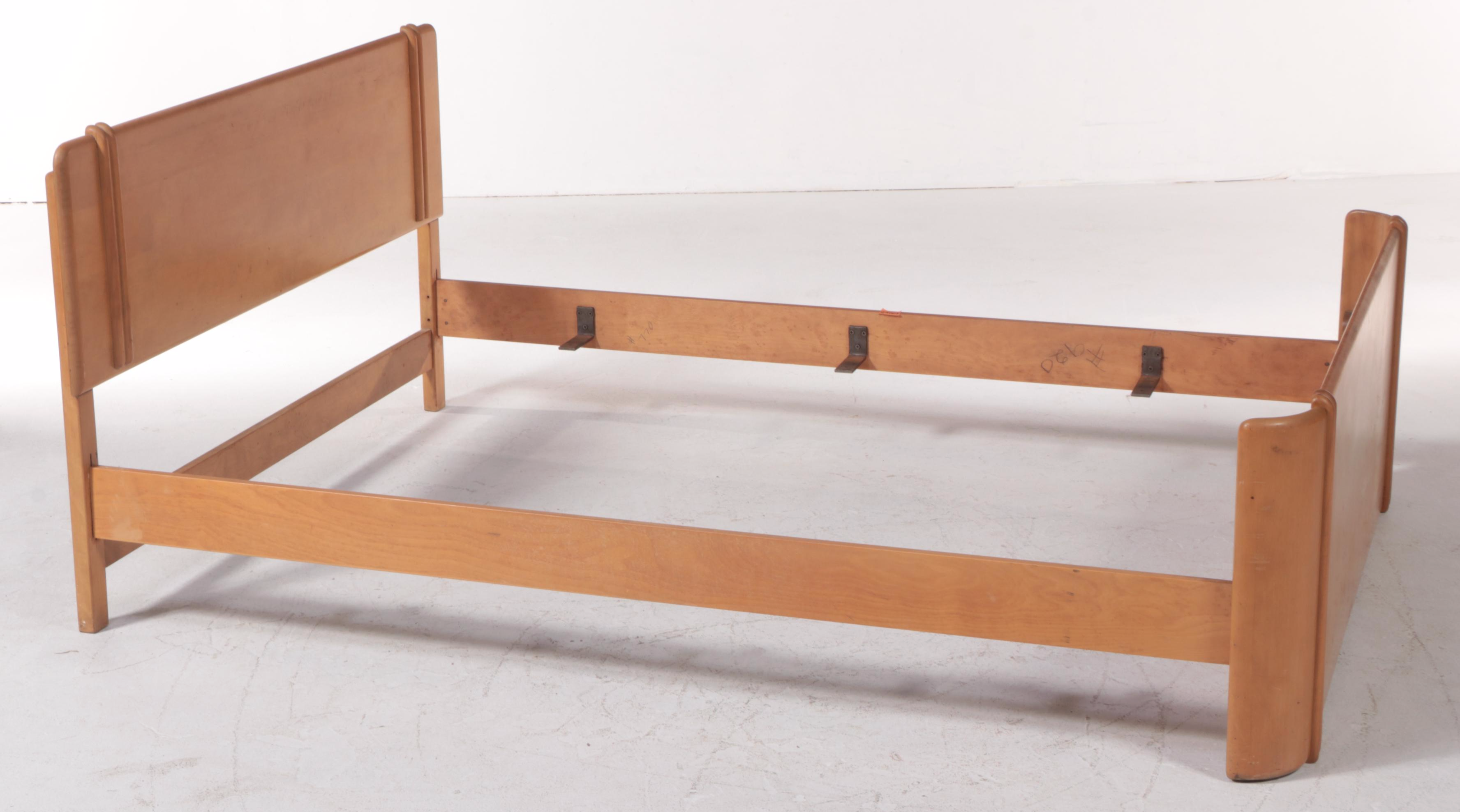 Heywood-Wakefield Mid Century Modern Full Size Bed Frame in Wheat Finish