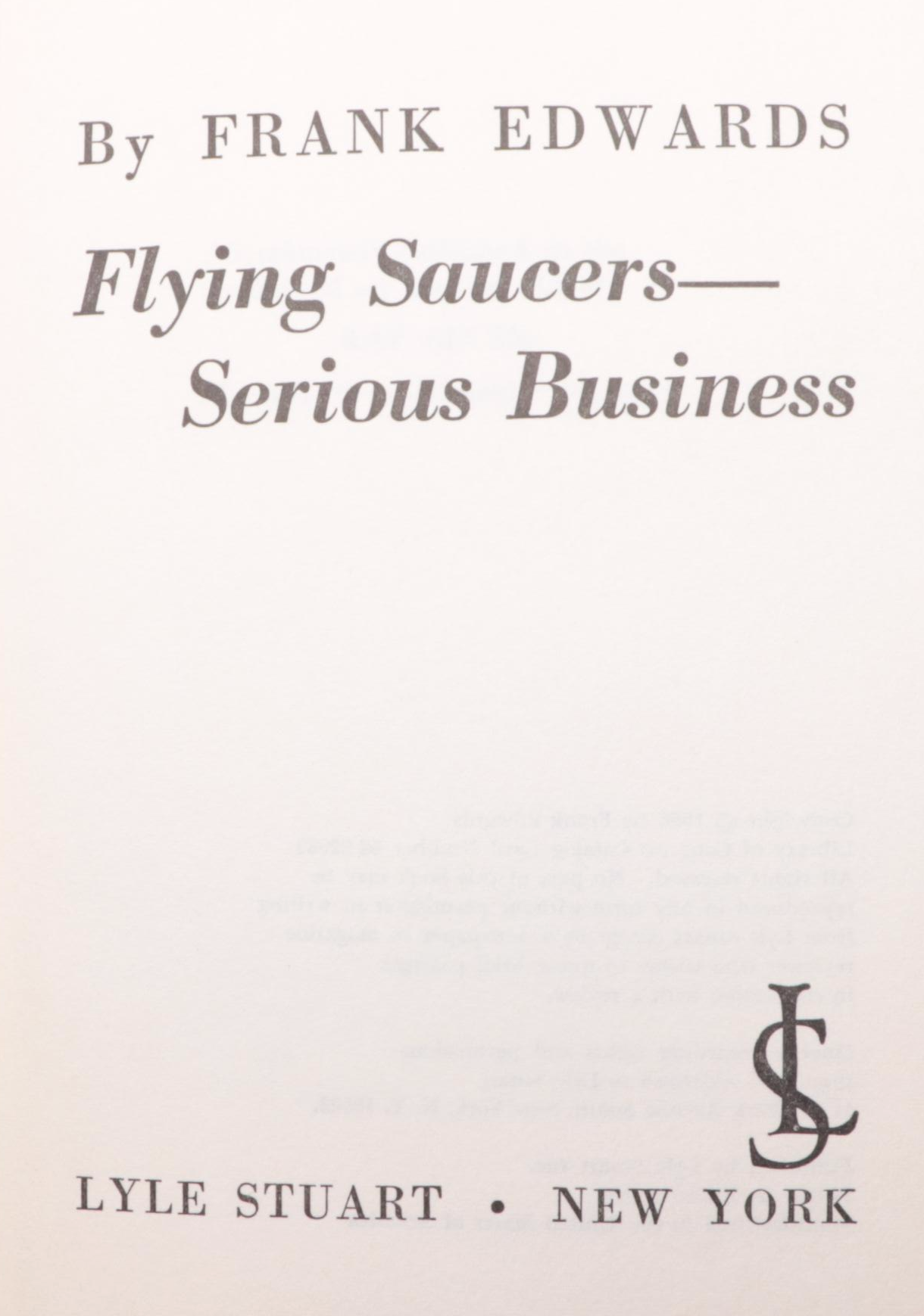 Signed "Flying Saucers, Serious Business" by Frank Edwards and More