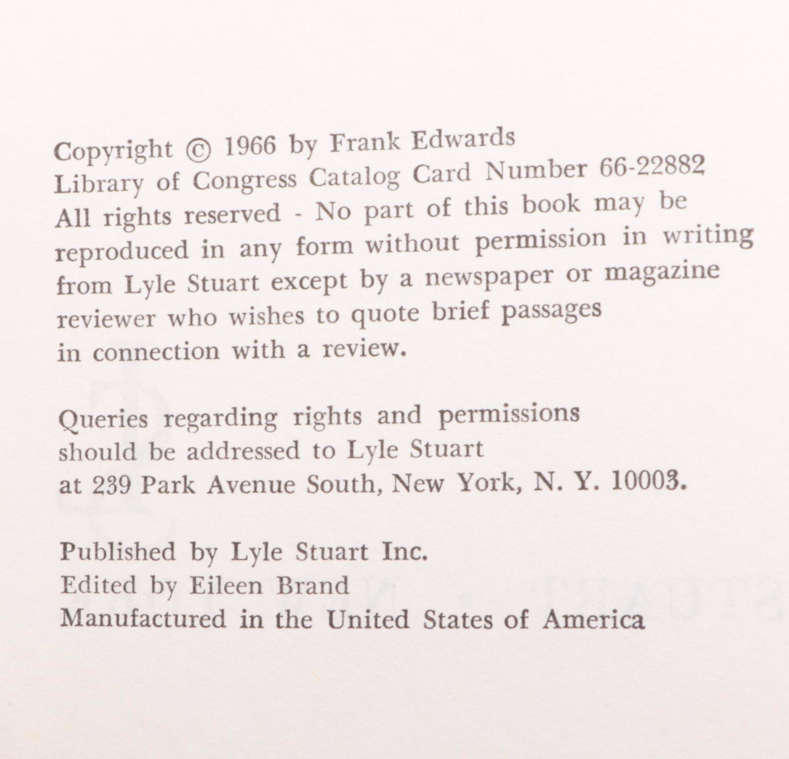 Signed "Flying Saucers, Serious Business" by Frank Edwards and More