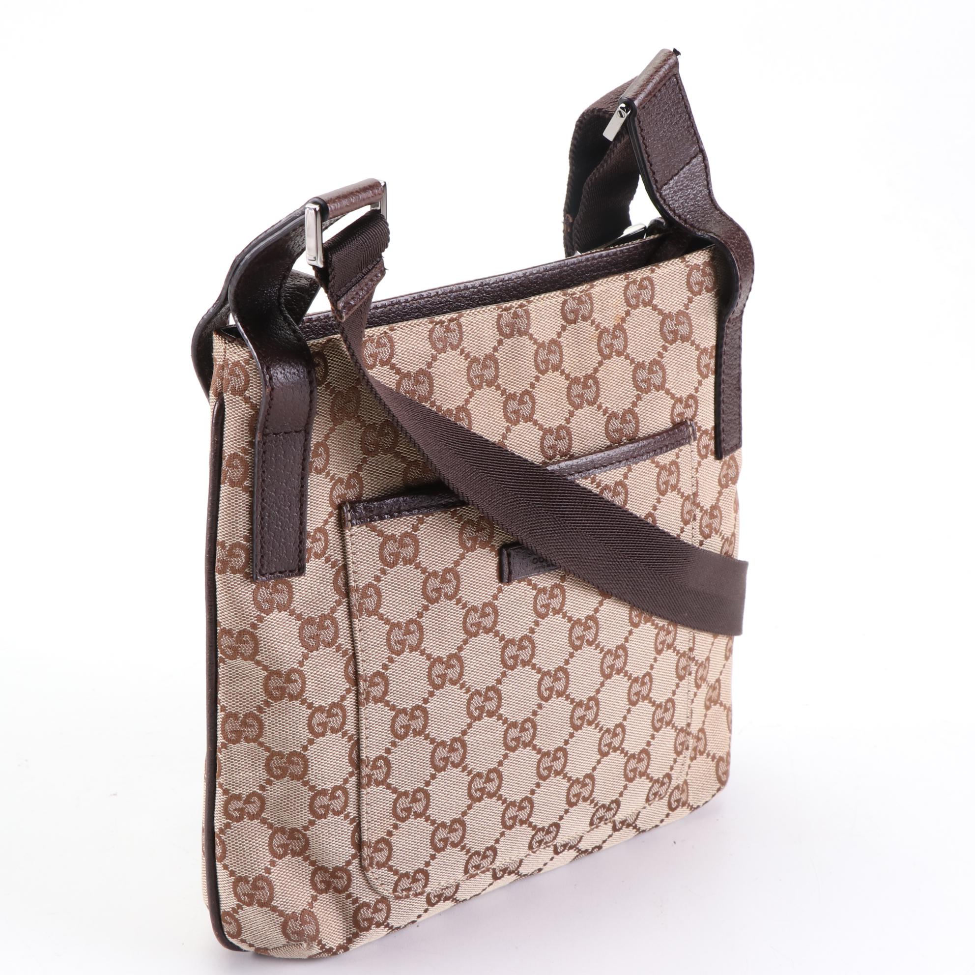 Gucci Crossbody Bag in GG Canvas and Cinghiale Leather