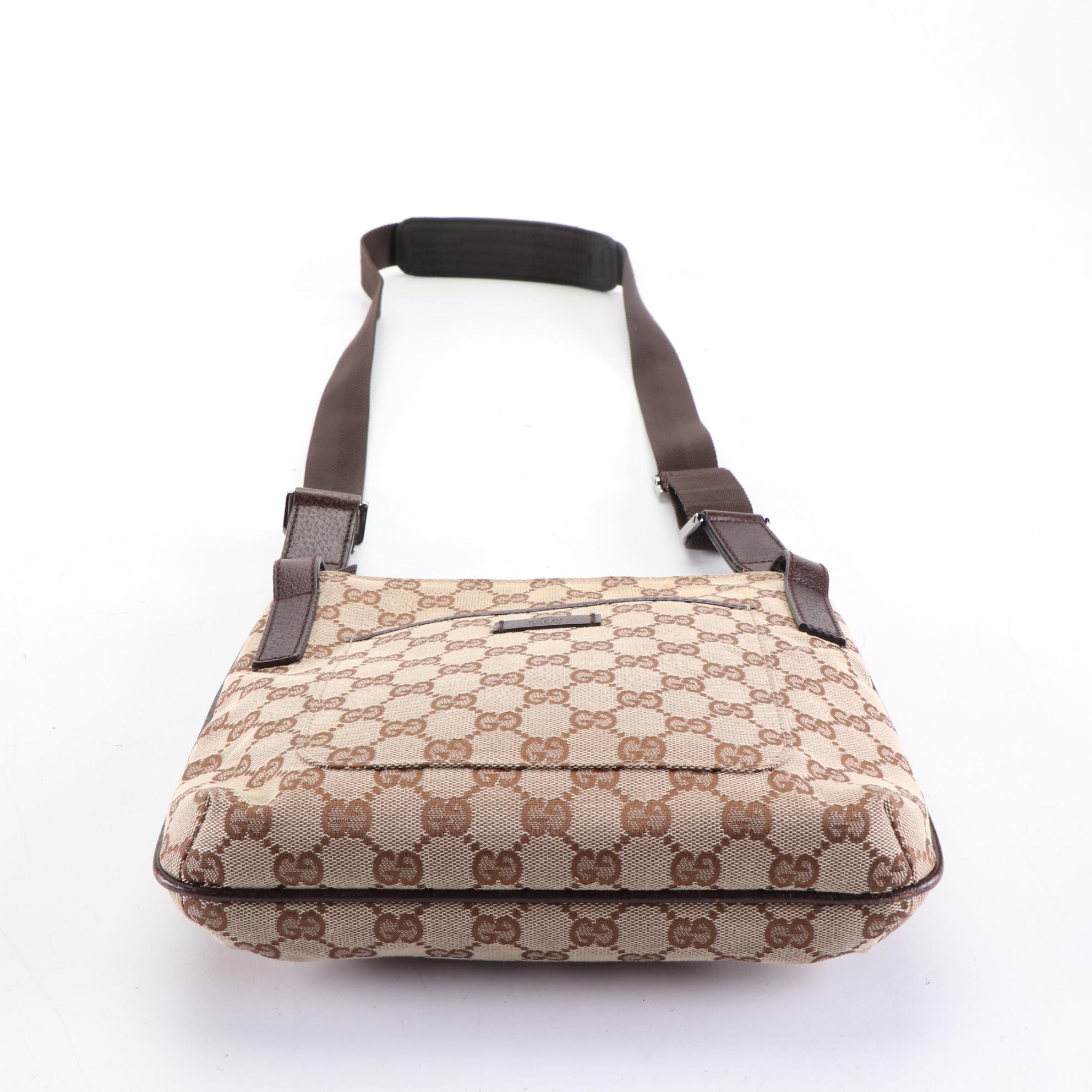 Gucci Crossbody Bag in GG Canvas and Cinghiale Leather
