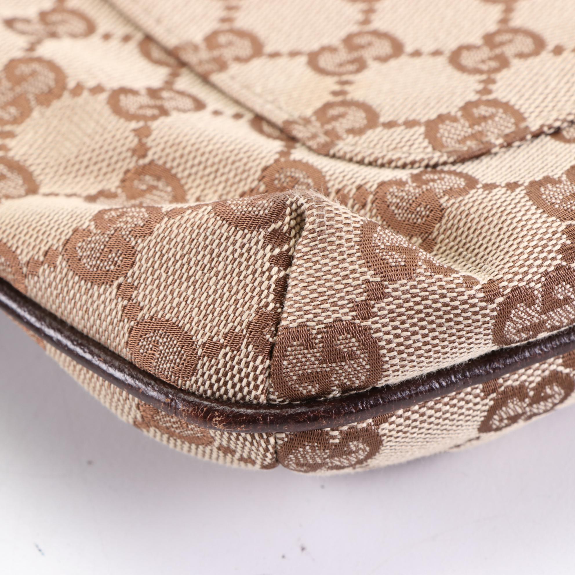 Gucci Crossbody Bag in GG Canvas and Cinghiale Leather