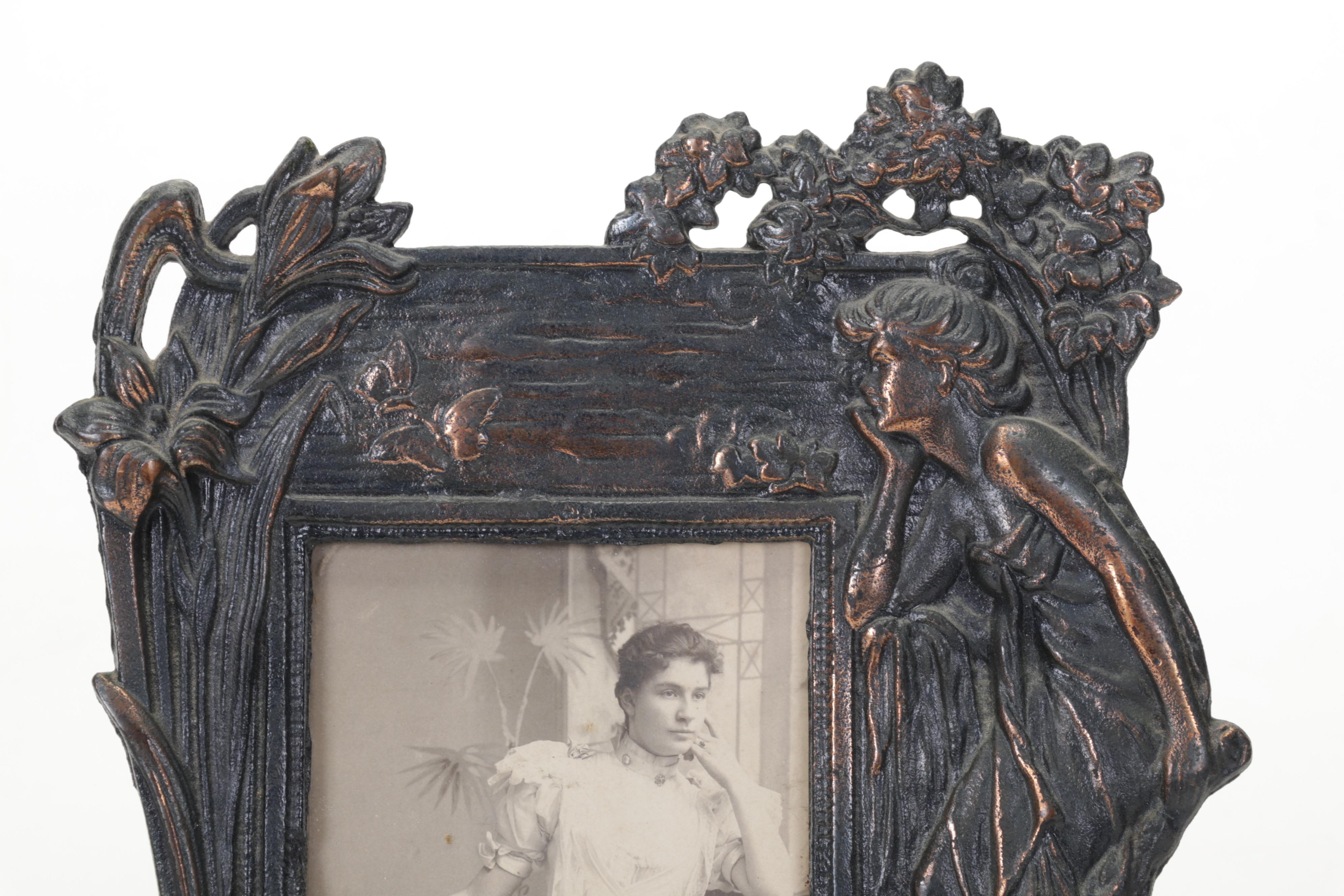 Cast Iron Art Nouveau Picture Frame, Early to Mid 20th Century