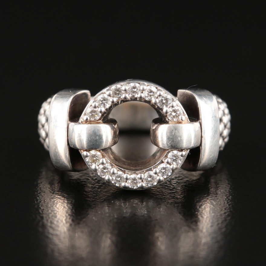 Lagos "Enso" Sterling Diamond Circle Caviar Ring
