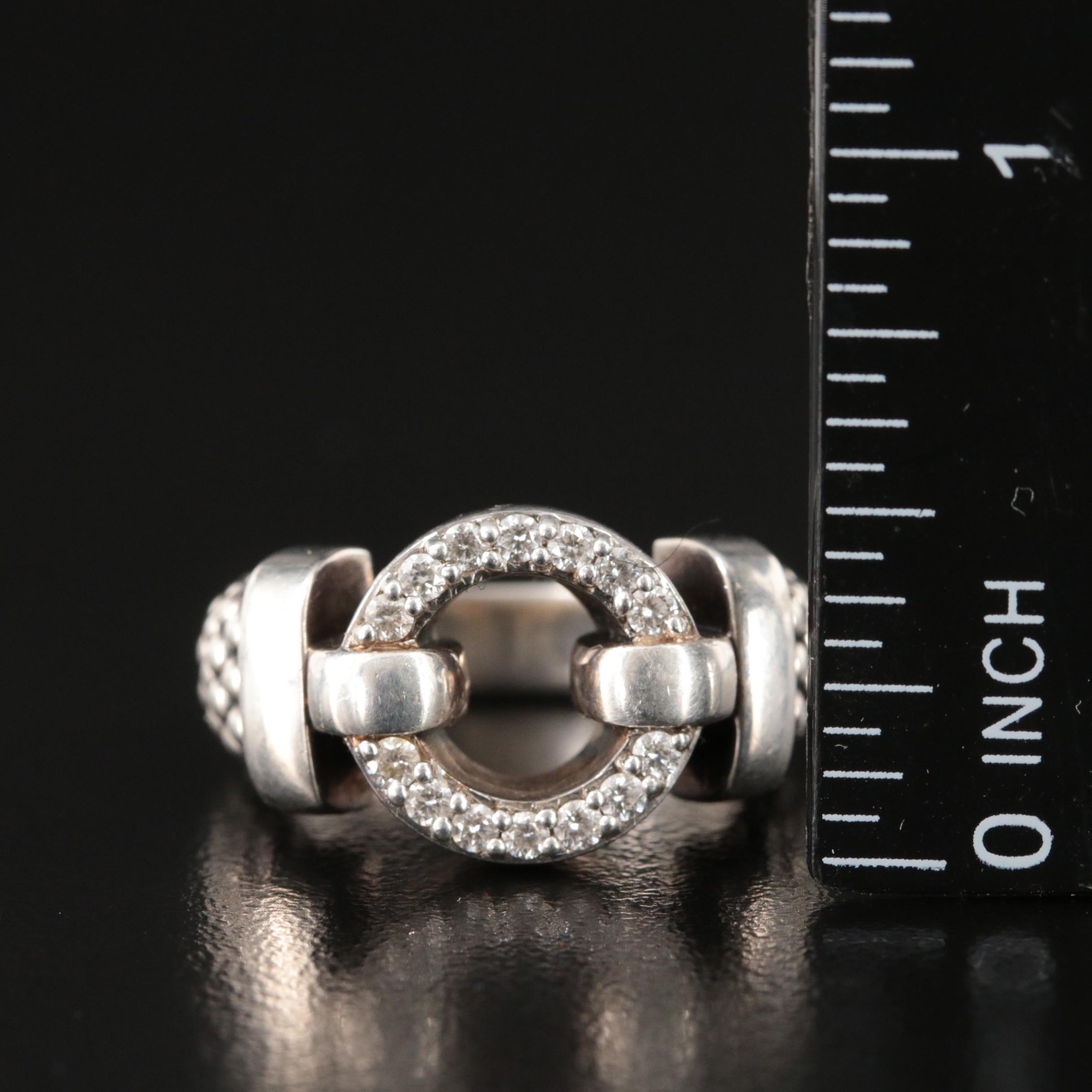Lagos "Enso" Sterling Diamond Circle Caviar Ring