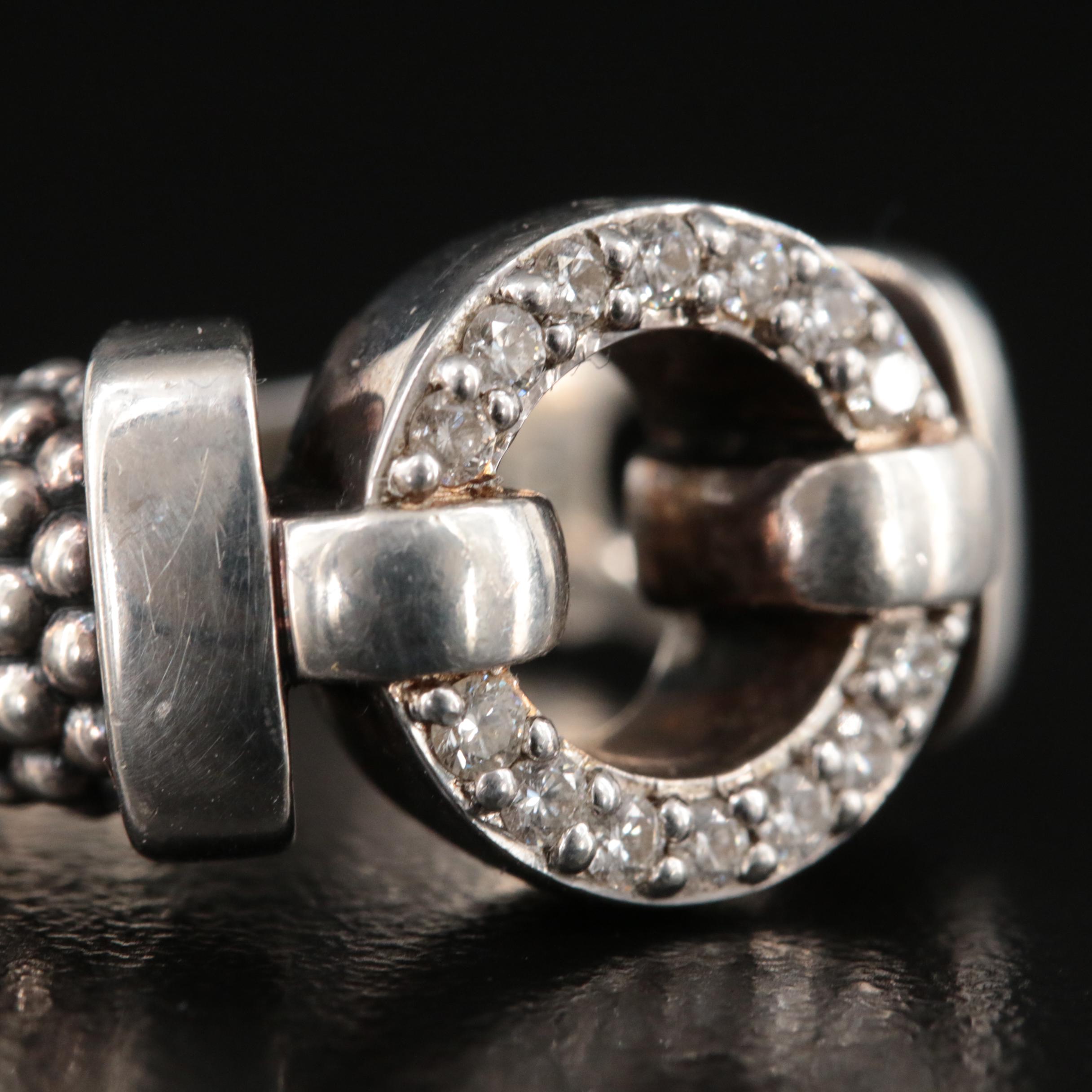Lagos "Enso" Sterling Diamond Circle Caviar Ring