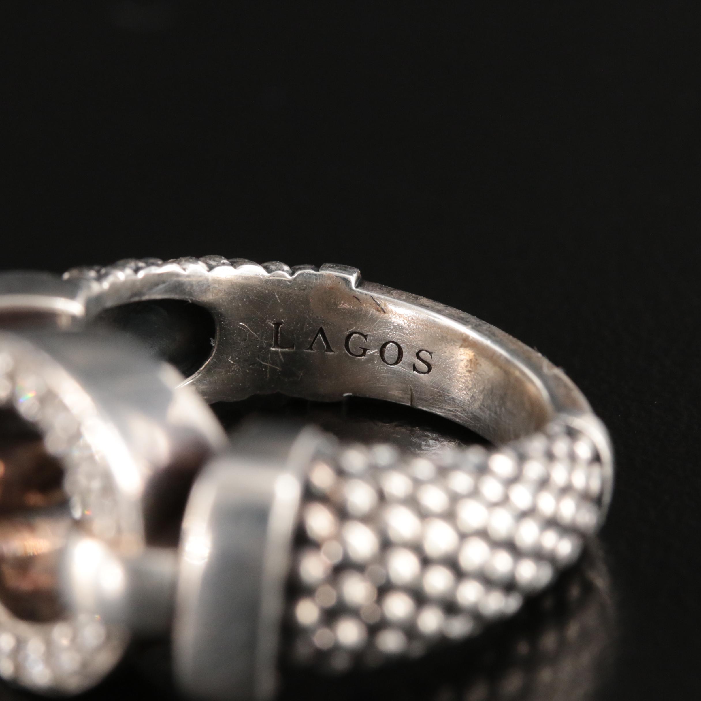 Lagos "Enso" Sterling Diamond Circle Caviar Ring