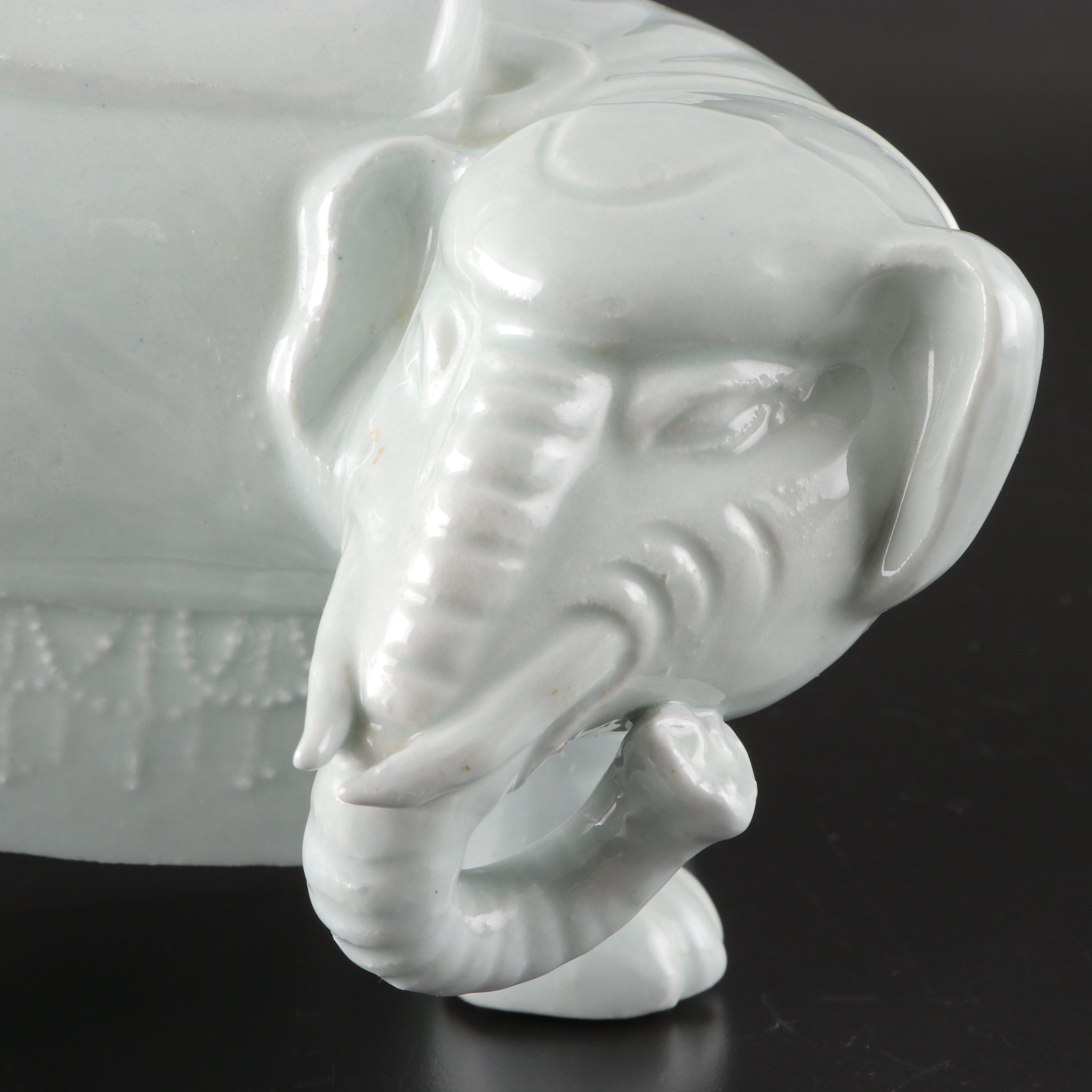 Chinese Porcelain Blanc de Chine Elephant Incense Burner