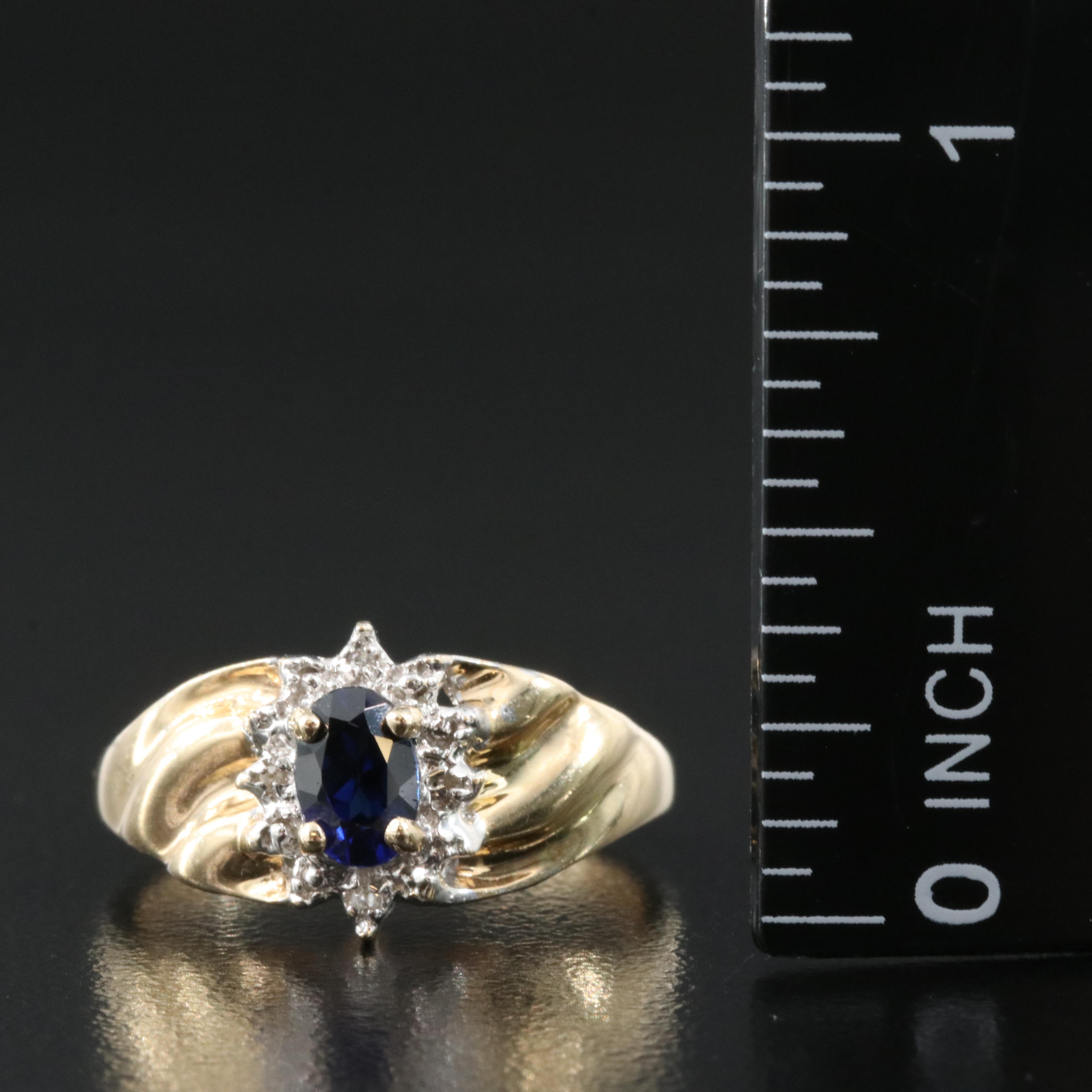 10K Sapphire and Diamond Ring